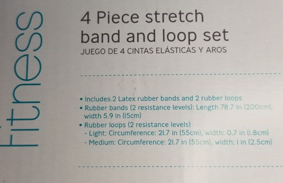 Fitness Stretch Band & Loop Set Improve Strength Balance Exercise Chart 4 Piece