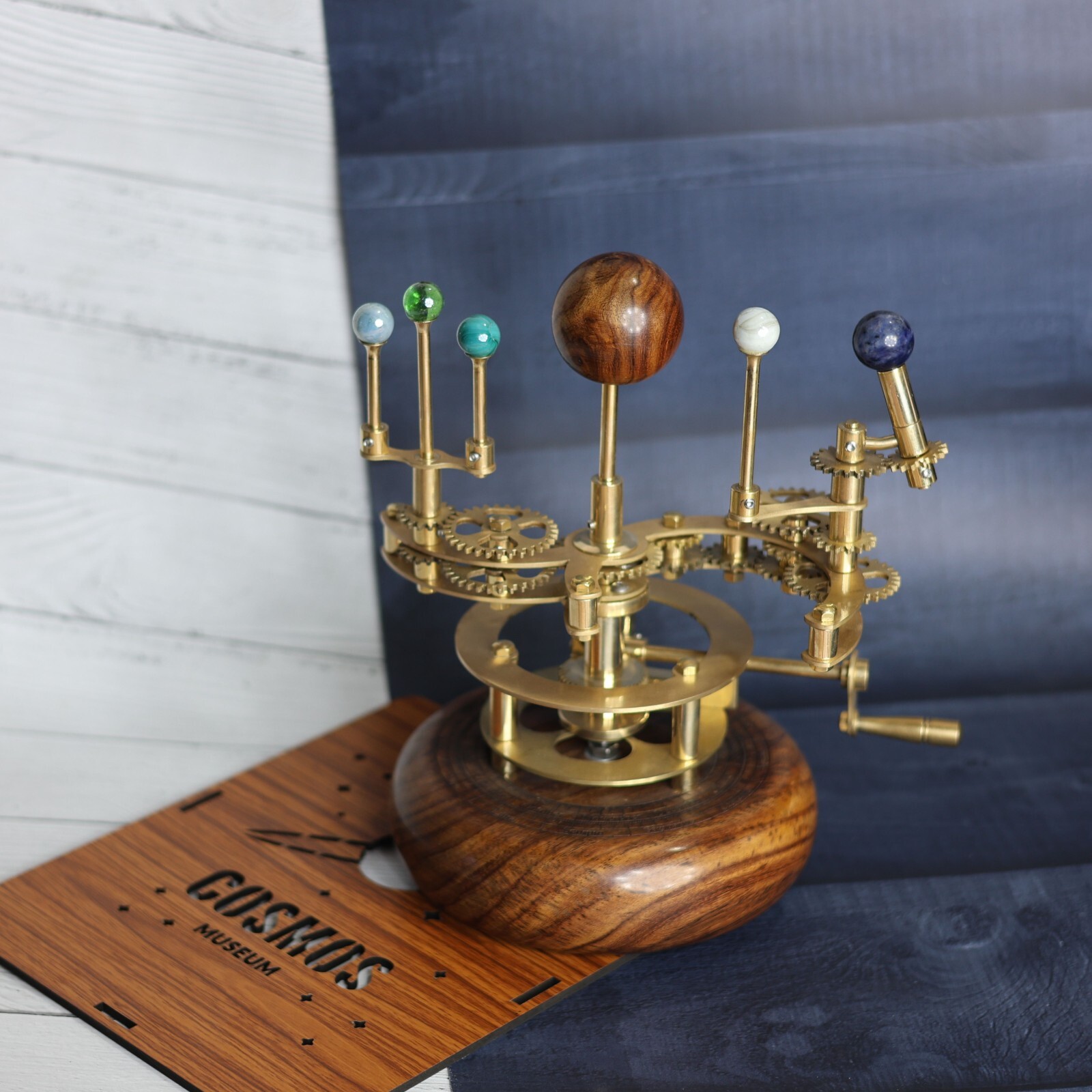 Brass Orrery a Luxury Art Piece for Book Shelves, A Functional Model of the Sola