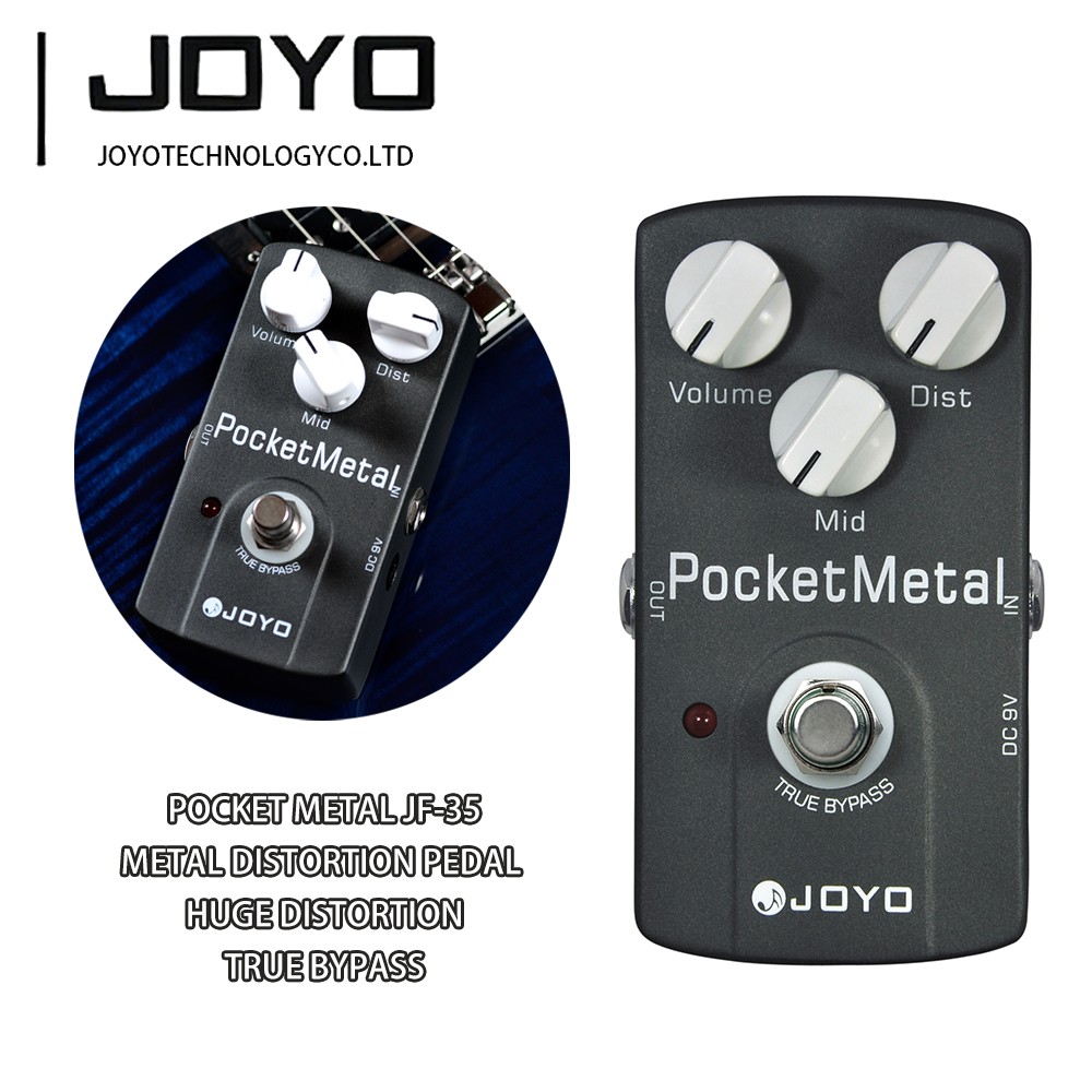 JOYO JF-35 Metal Distortion Pedal Huge Distortion with Mid Knob Pocket Metal