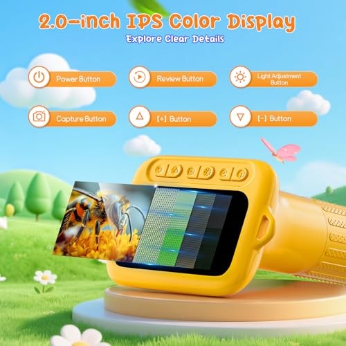 Kids' Digital Microscope - 2" Screen 1000X - Handheld HD - Yellow