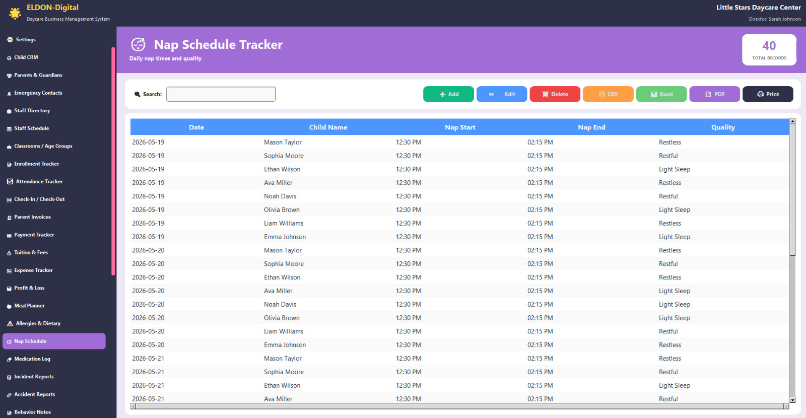 Daycare Management Software USB 💻 36 Modules Childcare Preschool Windows Mac