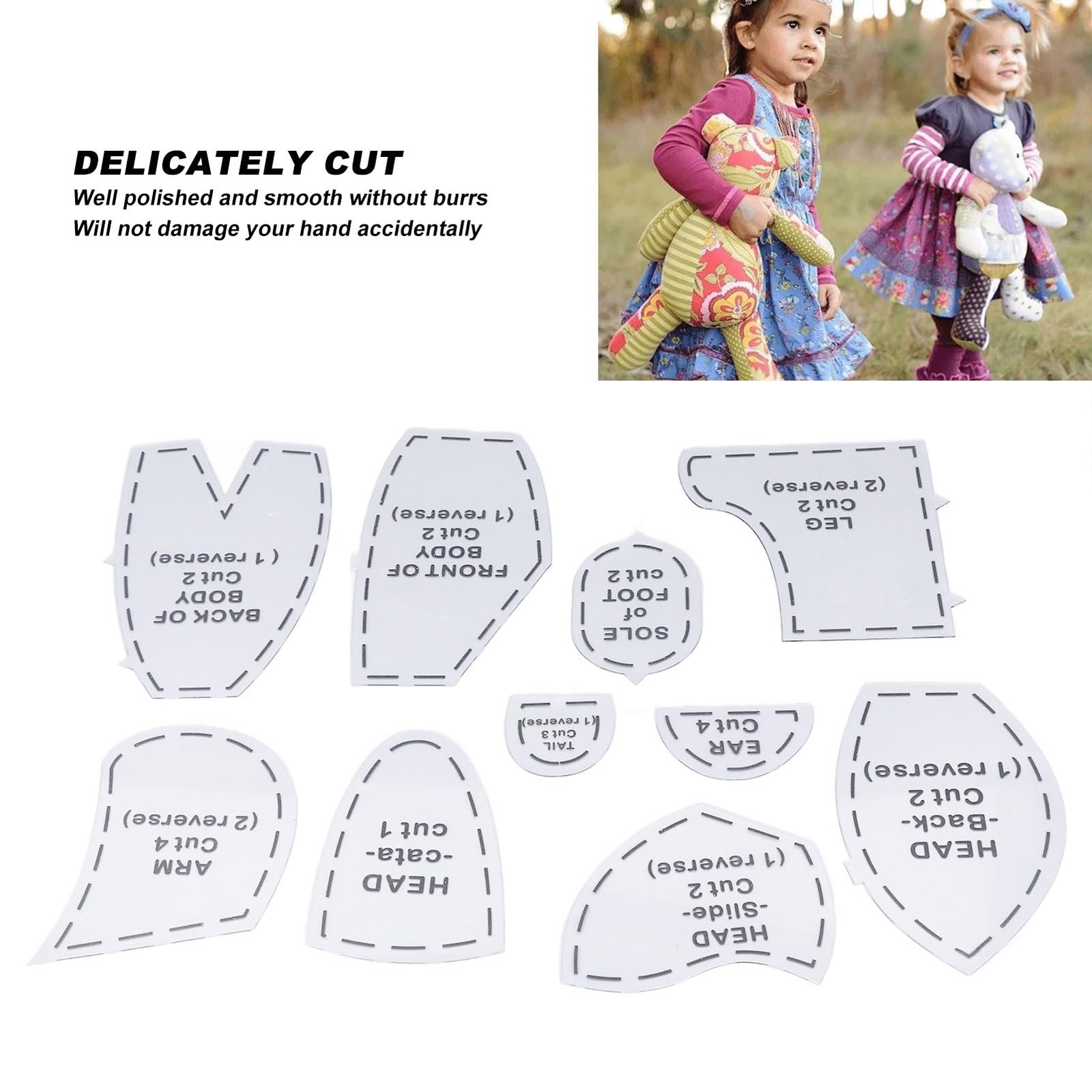 10 Pcs Memory Bear Sewing Patterns Template Memory Bear Acrylic Template Rule...