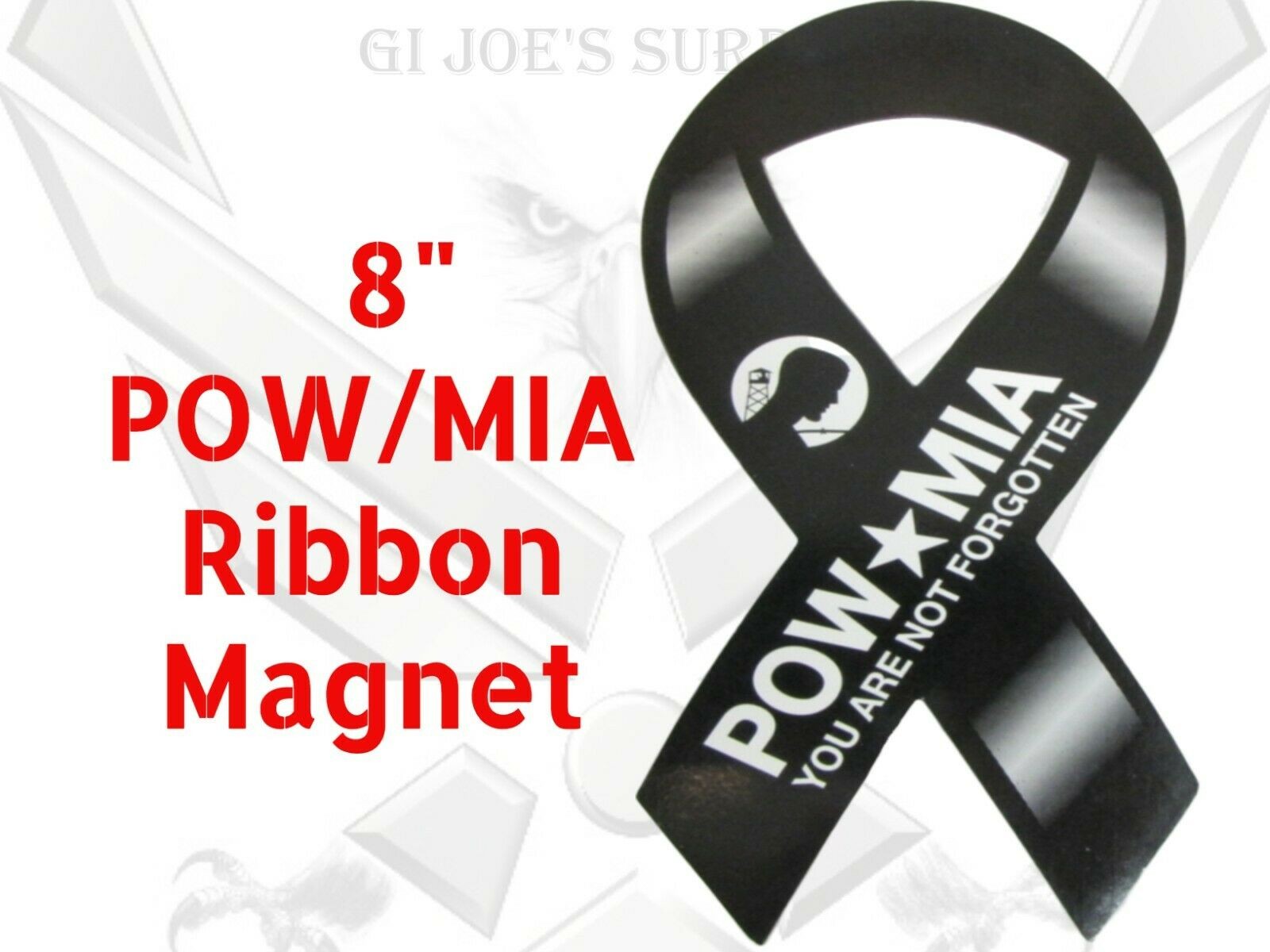 New Single POW*MIA Military You Are Not Forgotten 8" Ribbon Auto Magnets G4