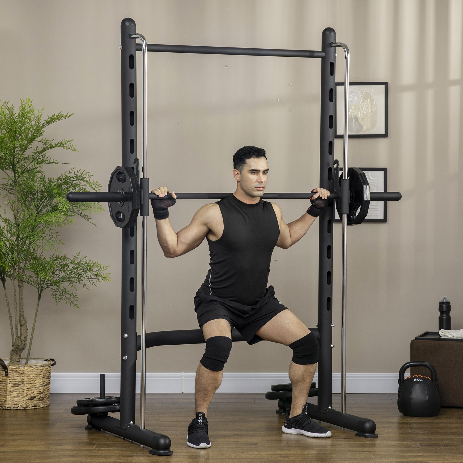 Weight Lifting Squat Rack w/ Pull Up Bar Adjustable Bench Press Half Power Rack