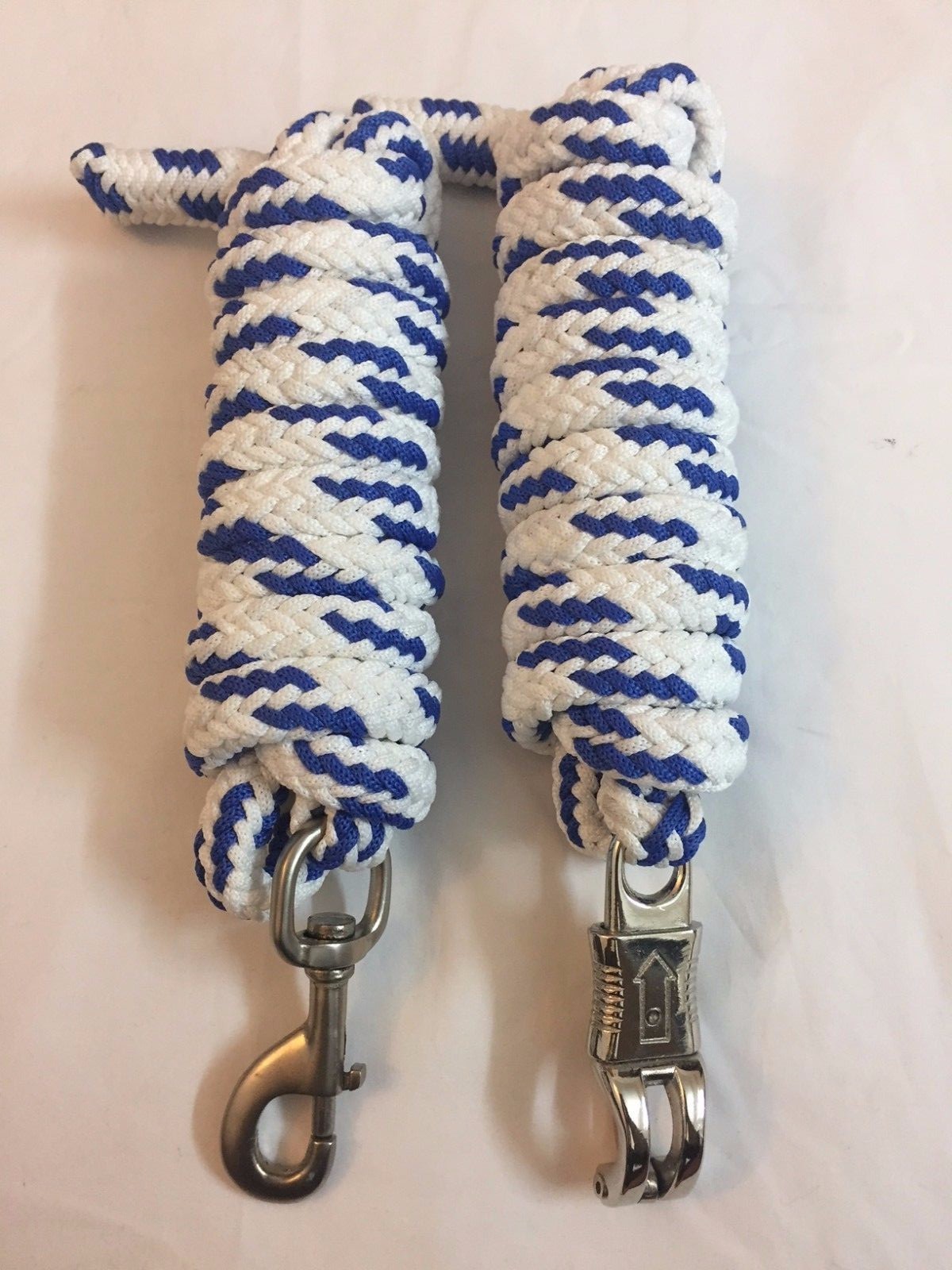 Western Set of 2 Nylon Braided and Knotted Horse Leads with Steel Snaps