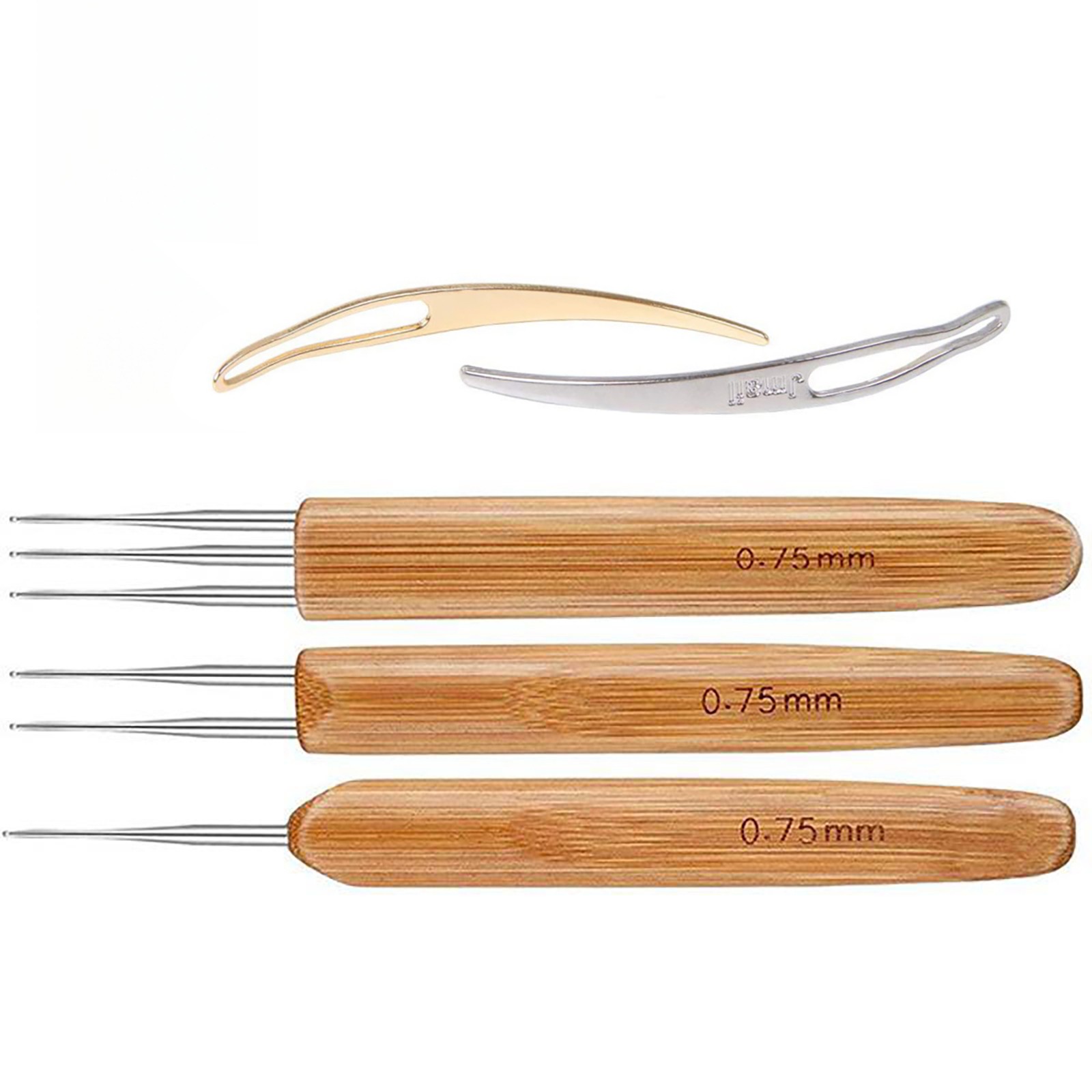 0.75mm Bamboo Handle Crochets With Hair Locking Tool Durable Portable Tool