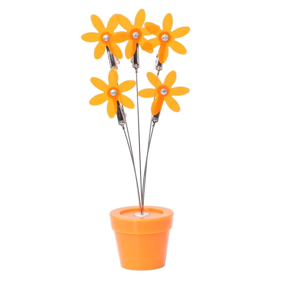 Cute Flower Table Card Memo Holder Stand,1 Pcs Photo Clips Desk Orange
