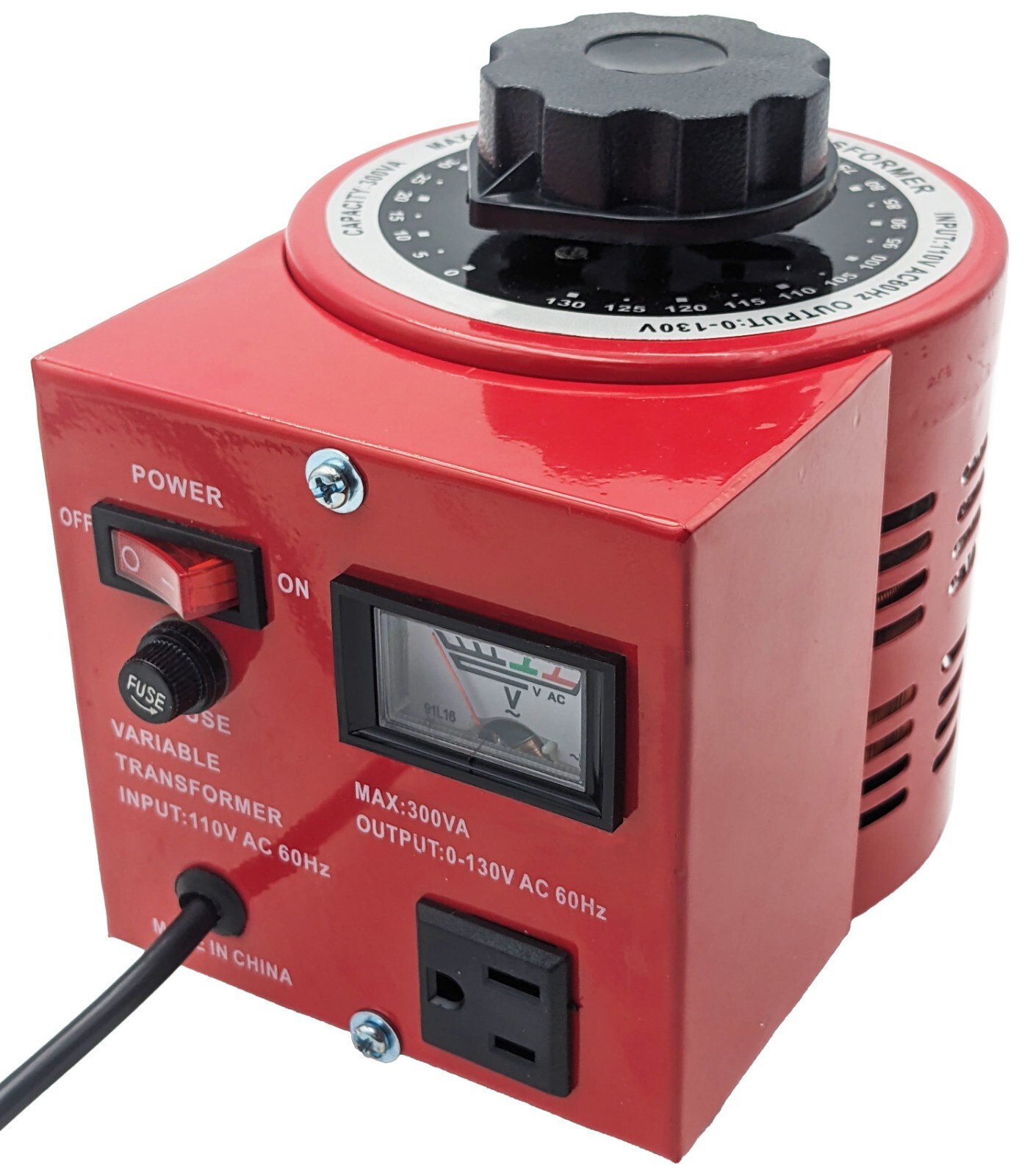 3 Amp Variable Transformer, 300 VAC Max, 0~130V Output