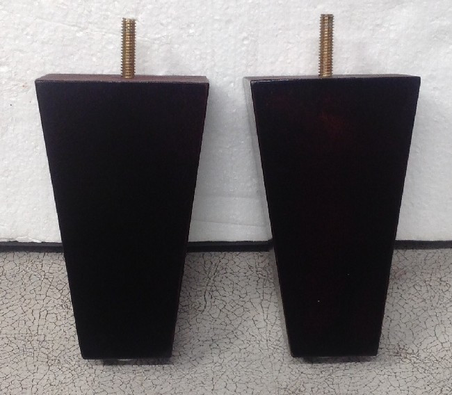 ST261 2 Furniture Legs Feet Tapered Couch Sofa Ottoman Dark Mahogany 5.5" tall