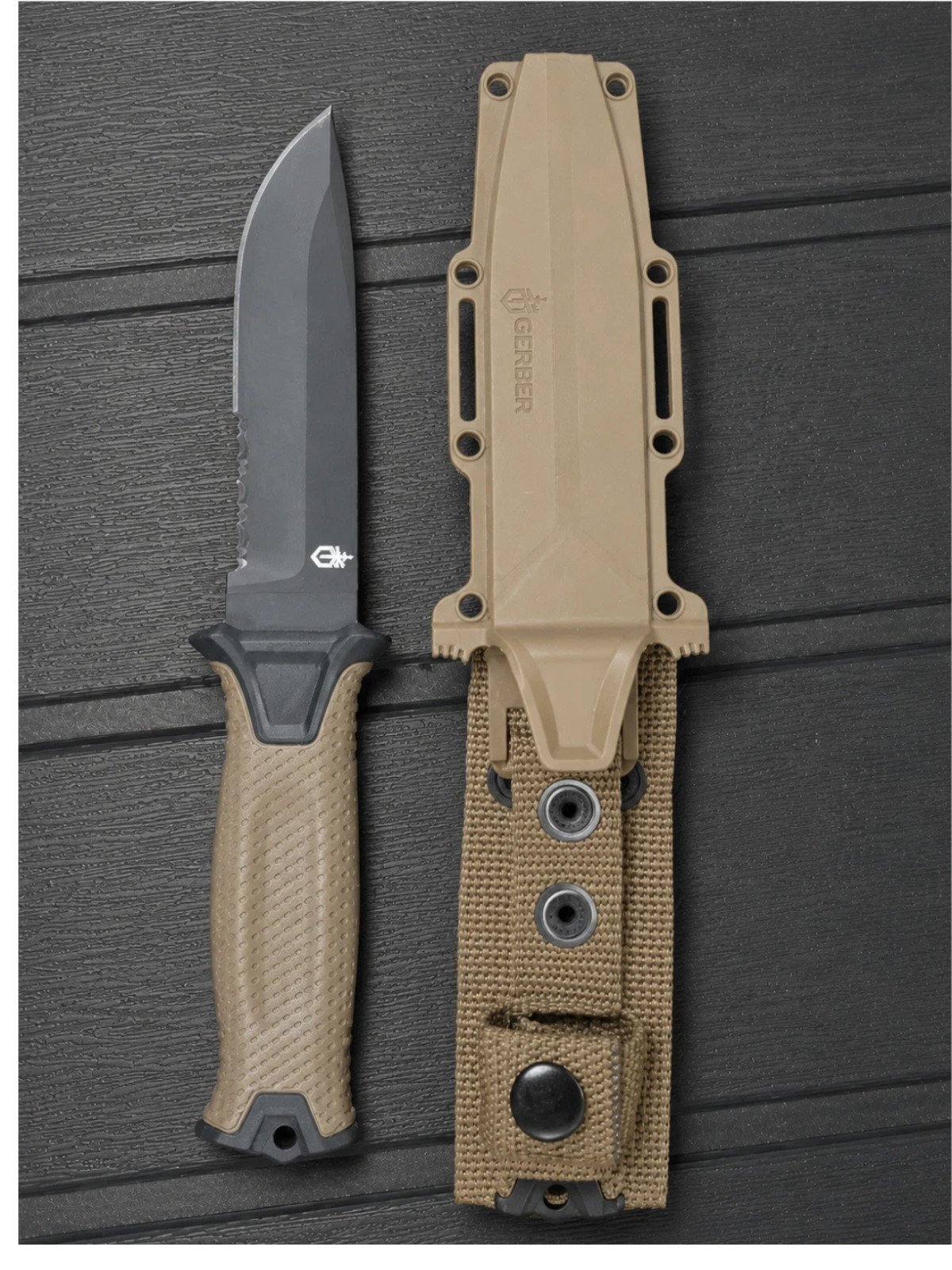 Gerber strogArm Fixed Blade Knife With Seath Brown Handle Free shipping