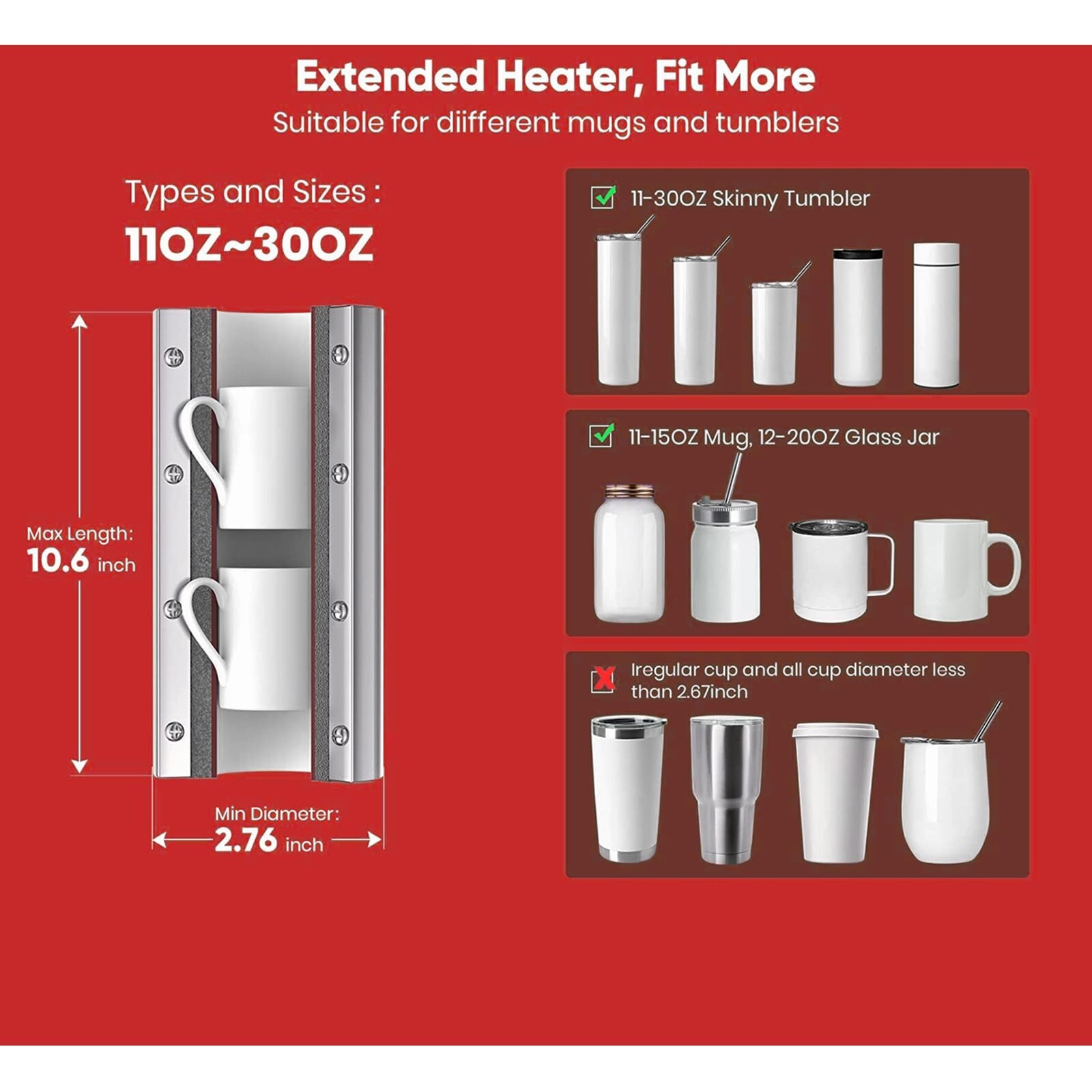 USA Mug Heat Press Tumbler Heat Press Machine Sublimation Printing 11-30oz Cup
