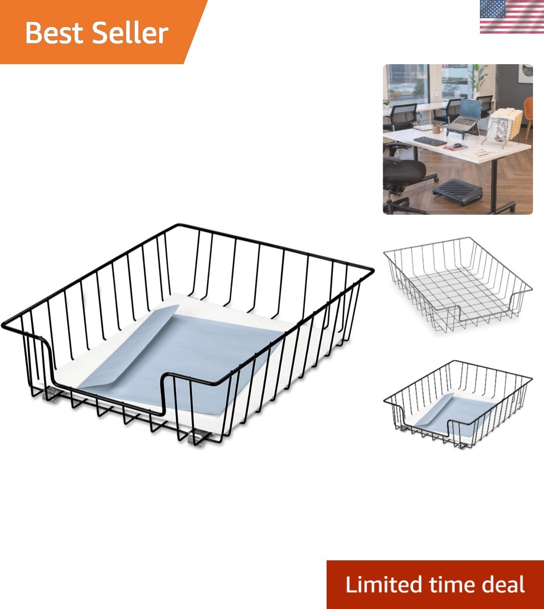 Contemporary Paper Letter Tray Organizer in Black - Ideal for Office & Home