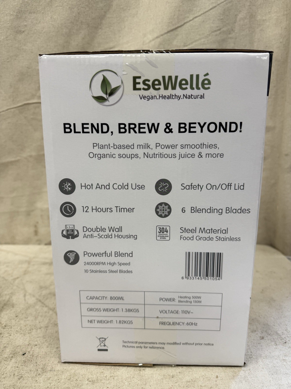 EseWelle Automatic Nut Milk Maker Blender for Kitchen Hot and Cold