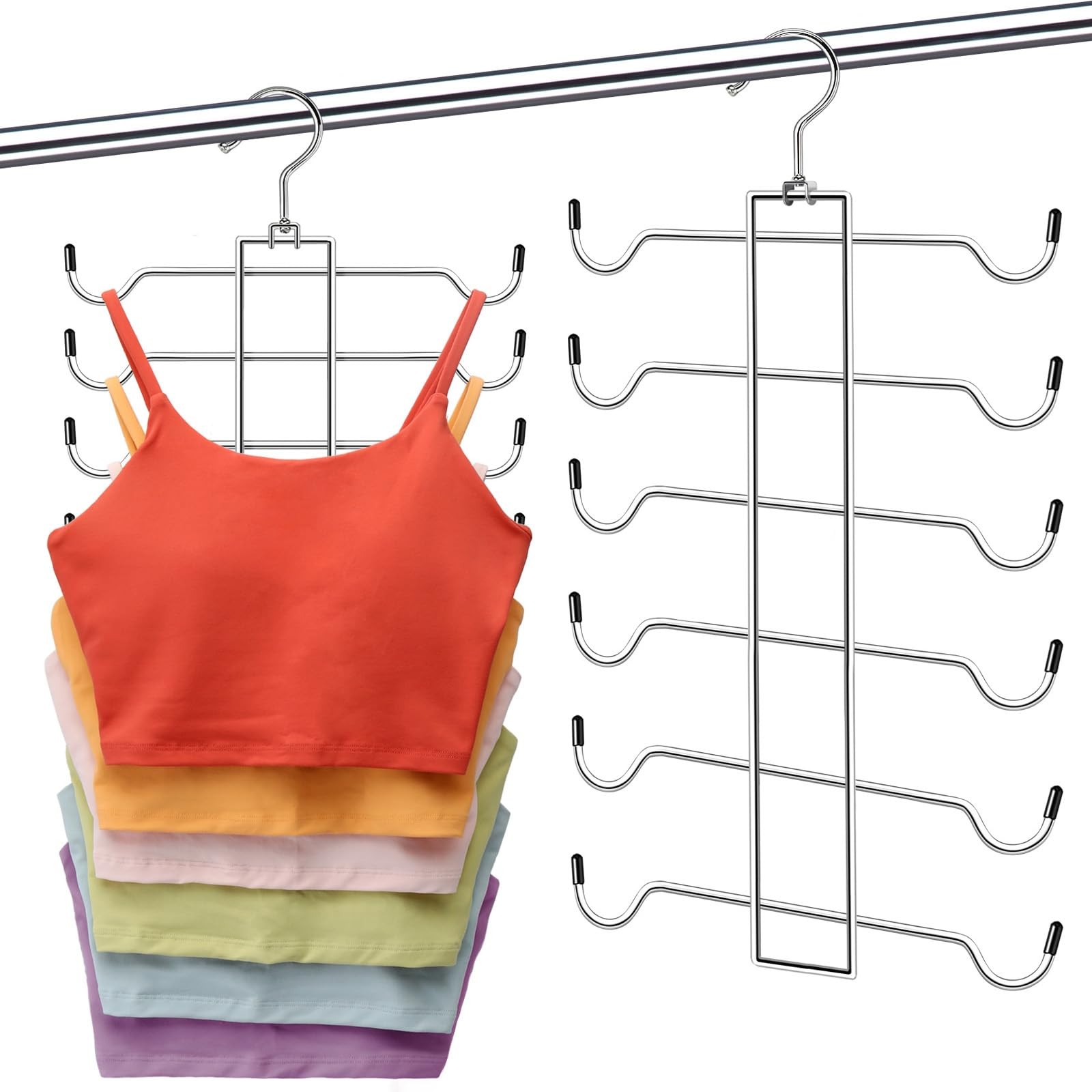 1 Pack Closet-Organizers-and-Storage,6 Tier Tank-Top-Hangers-Space-Saving,Clo...