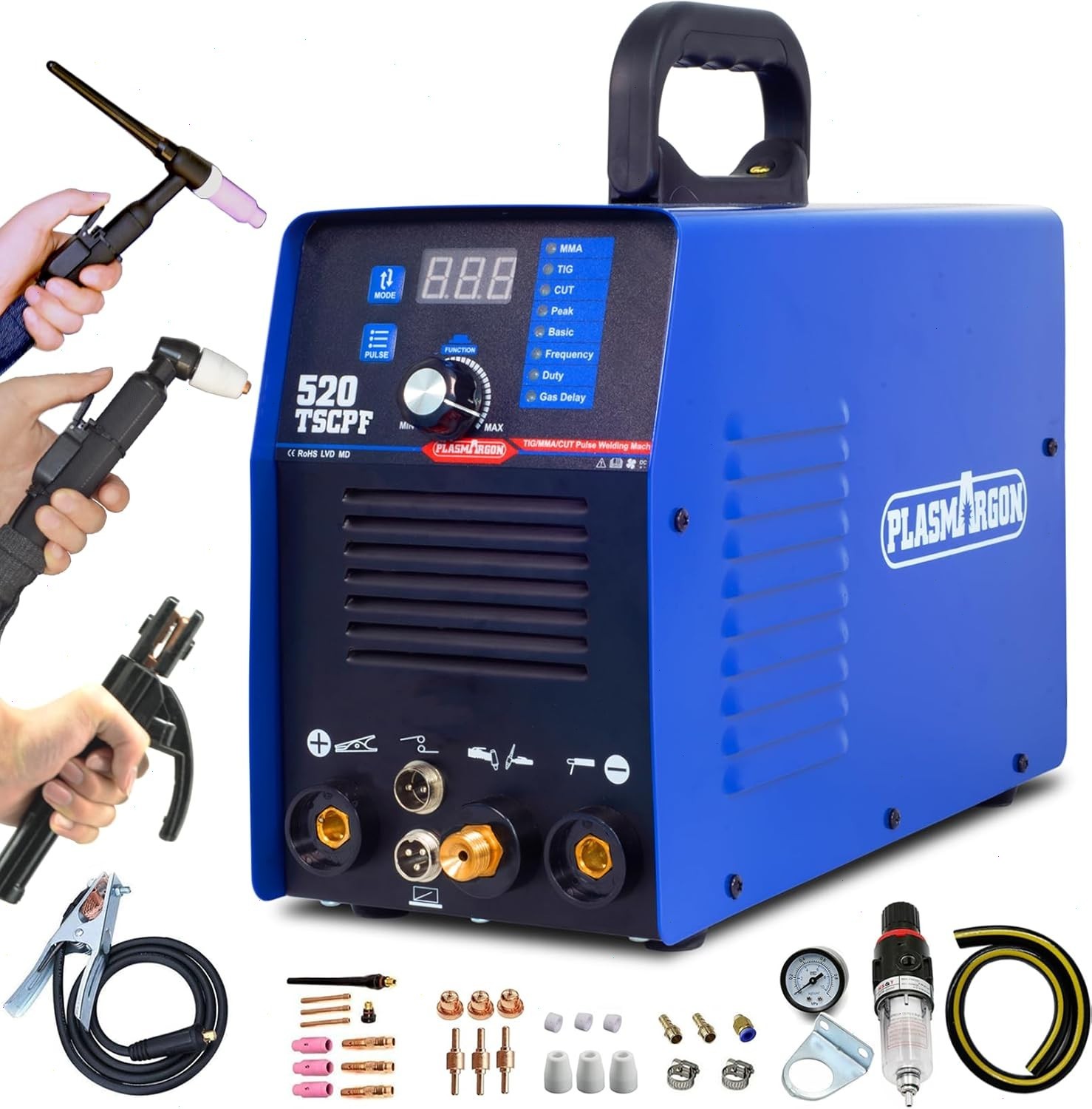 520TSCPF 3-IN-1 110V/220V Plasma Cutter Welder Machine HF 50A CUT/200A TIG/MMA