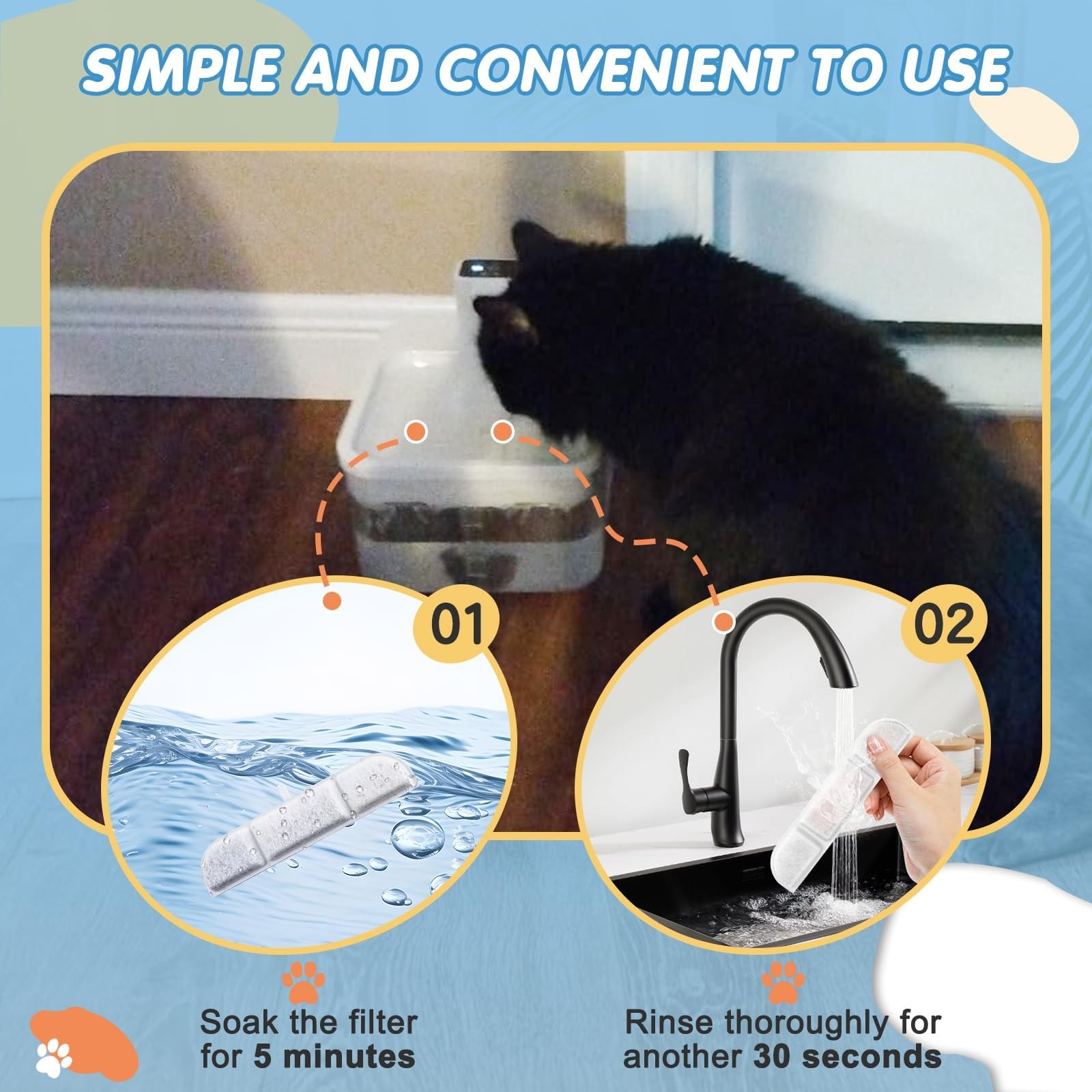 16 Packs Replacement Filters Compatible with Downy Paws Cat Water 16PCS