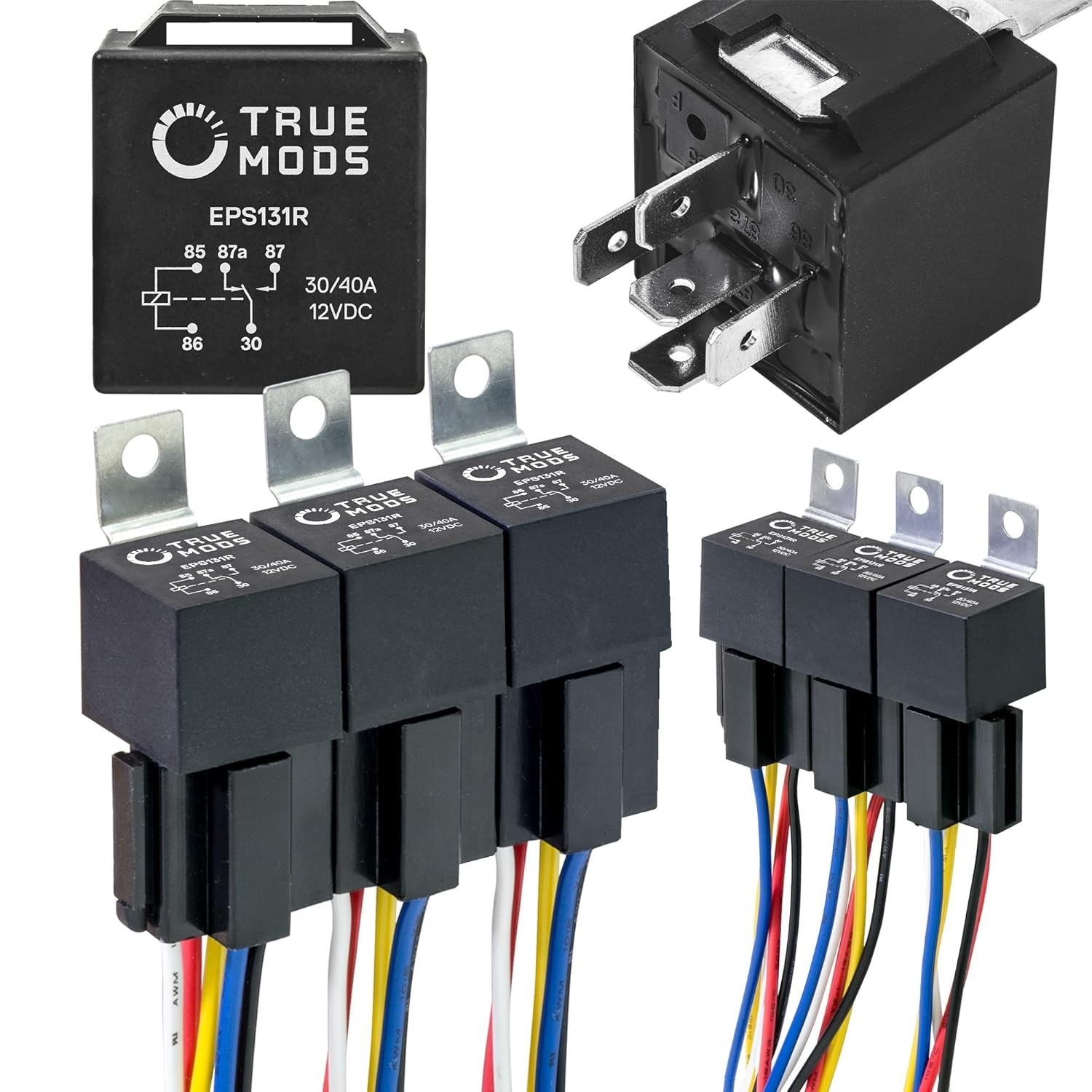 True MODS 6 Pack Bosch Style 5-Pin 12V Relay Kit [Interlocking Harness Socket Ho