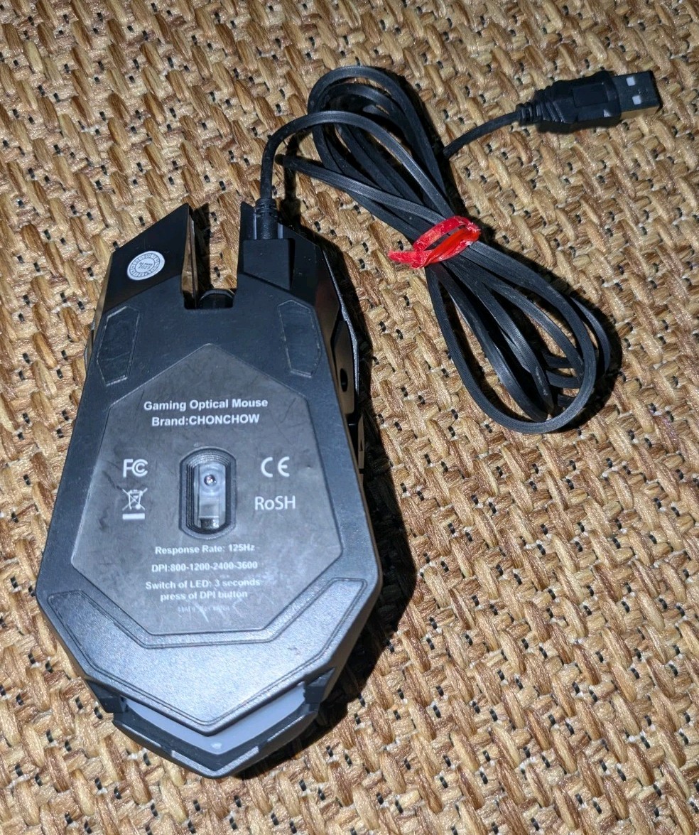 ChonChow Optical Gaming Mouse Black USB Wired Working 6 Inputs Professional
