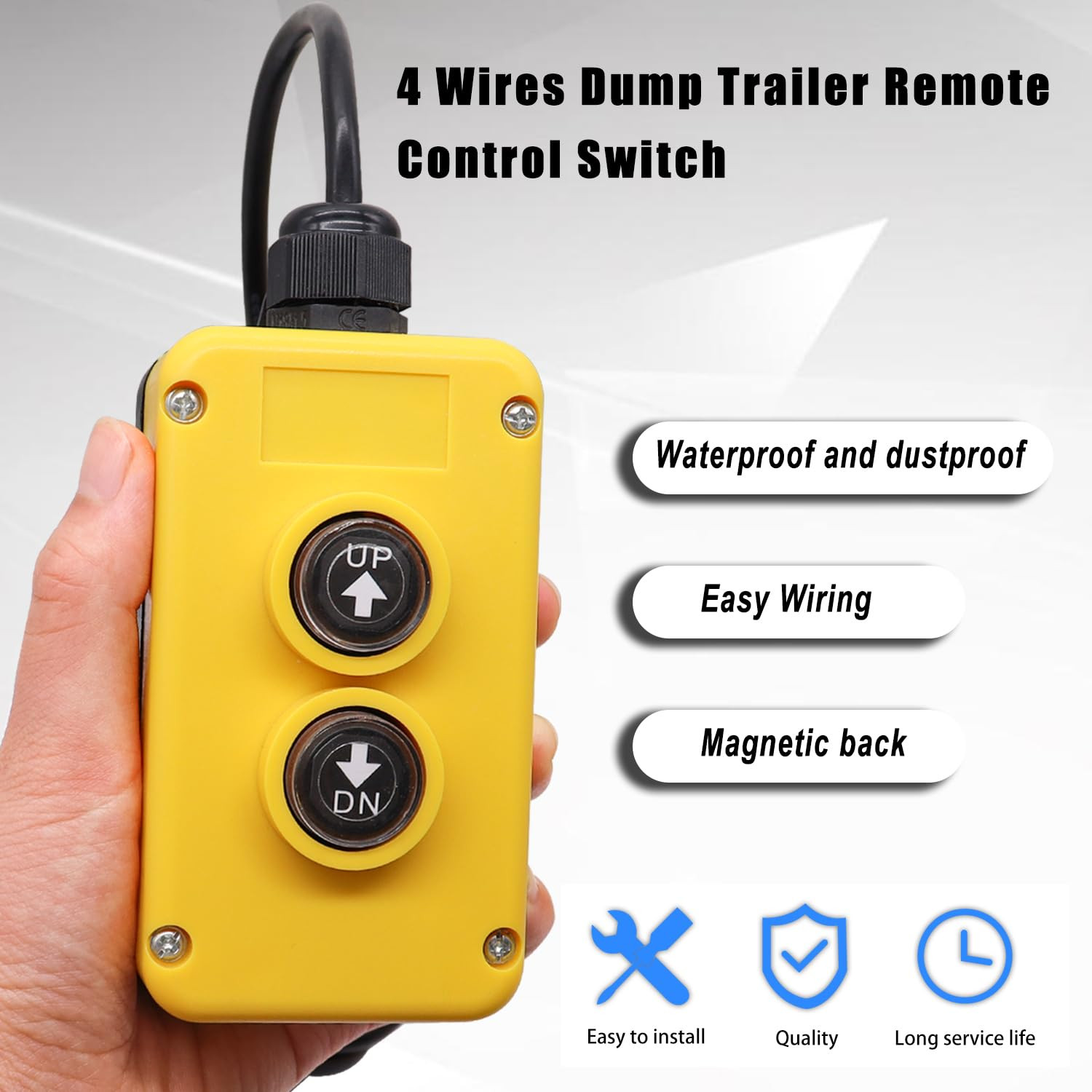 4 Wire Dump Trailer Remote Control Switch 12V DC - Industrial Pushbutton Up Down