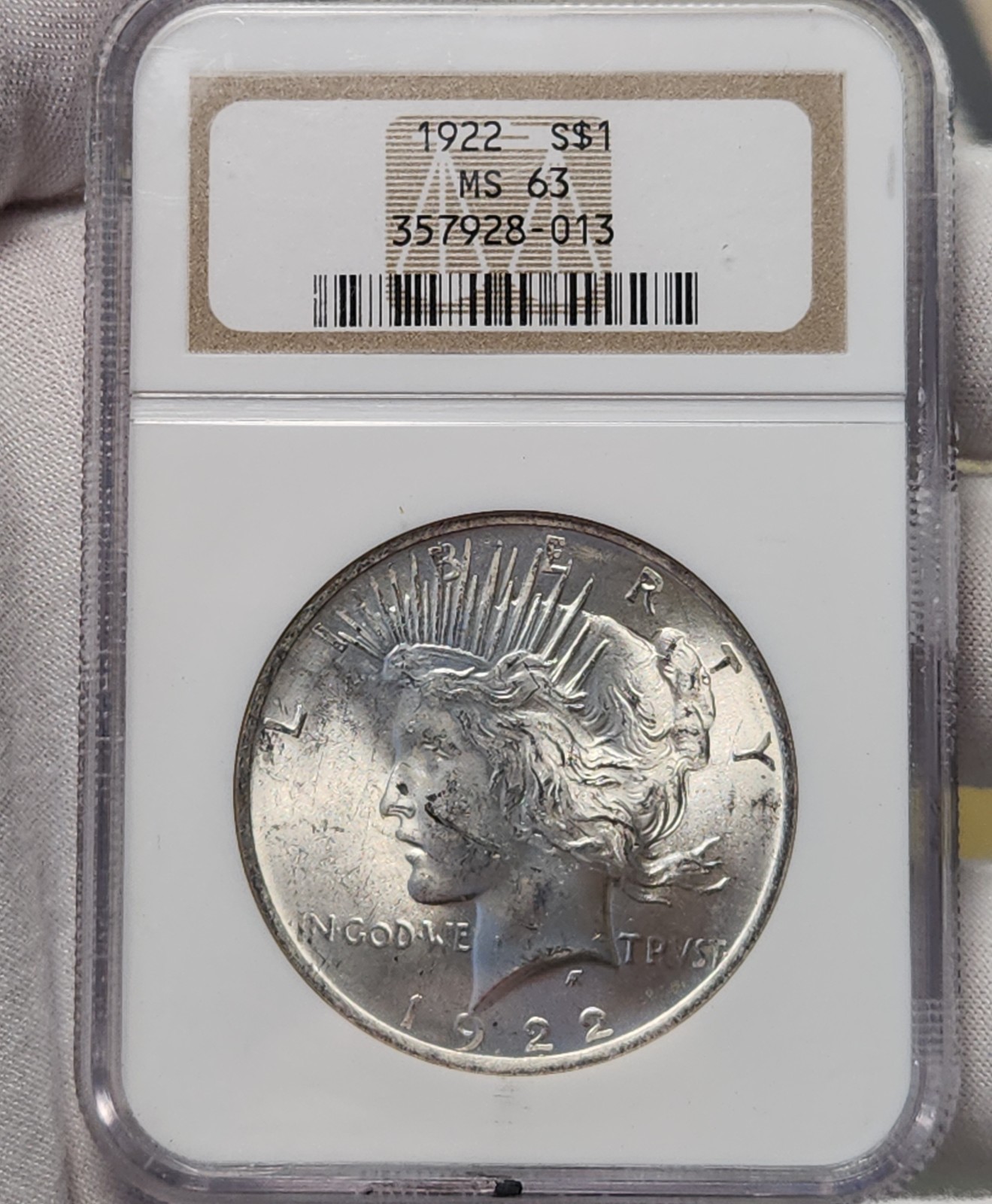 1922 P Peace Silver Dollar $1 MS63 NGC Brown Label US Coin Philadelphia SLB-2eK3