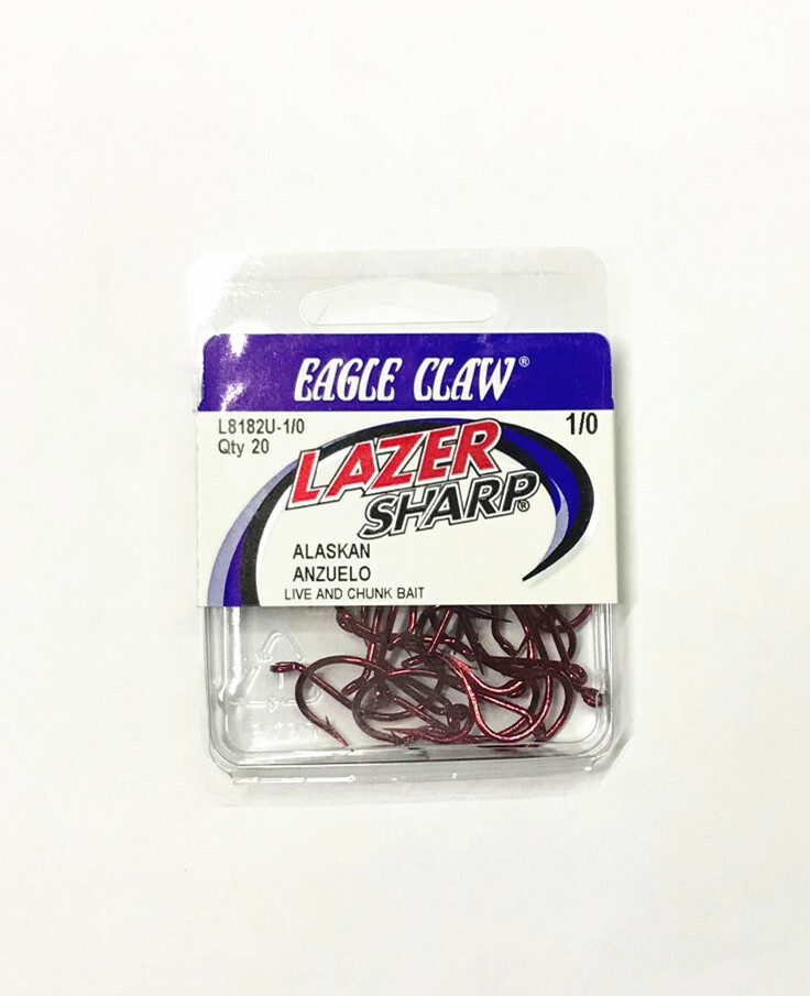 Eagle Claw Lazer Sharp Alaskan Red Hooks 20 Hooks L8182U-1/0