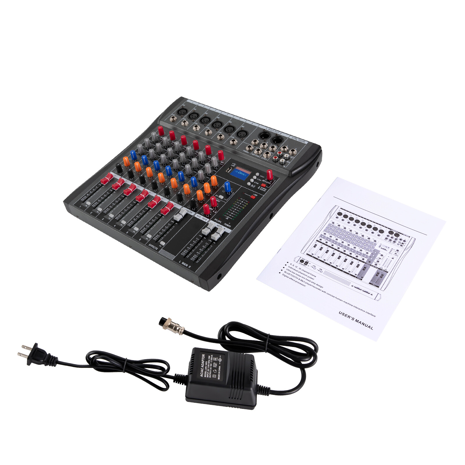 Professional Digital 6Channel Bluetooth Live Studio Audio Mixer Power Mixing USB