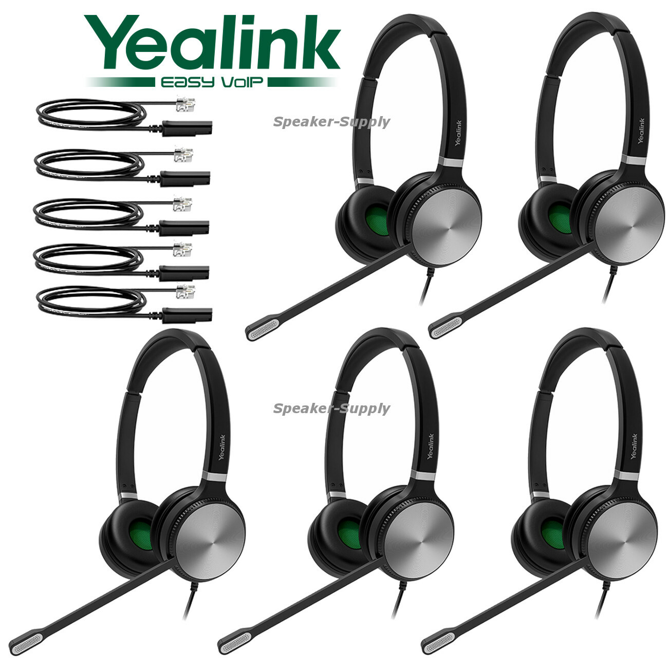 5 Yealink YHS36 Dual Wired Headset for IP Phone QD to RJ Port Single YHS36-DUAL