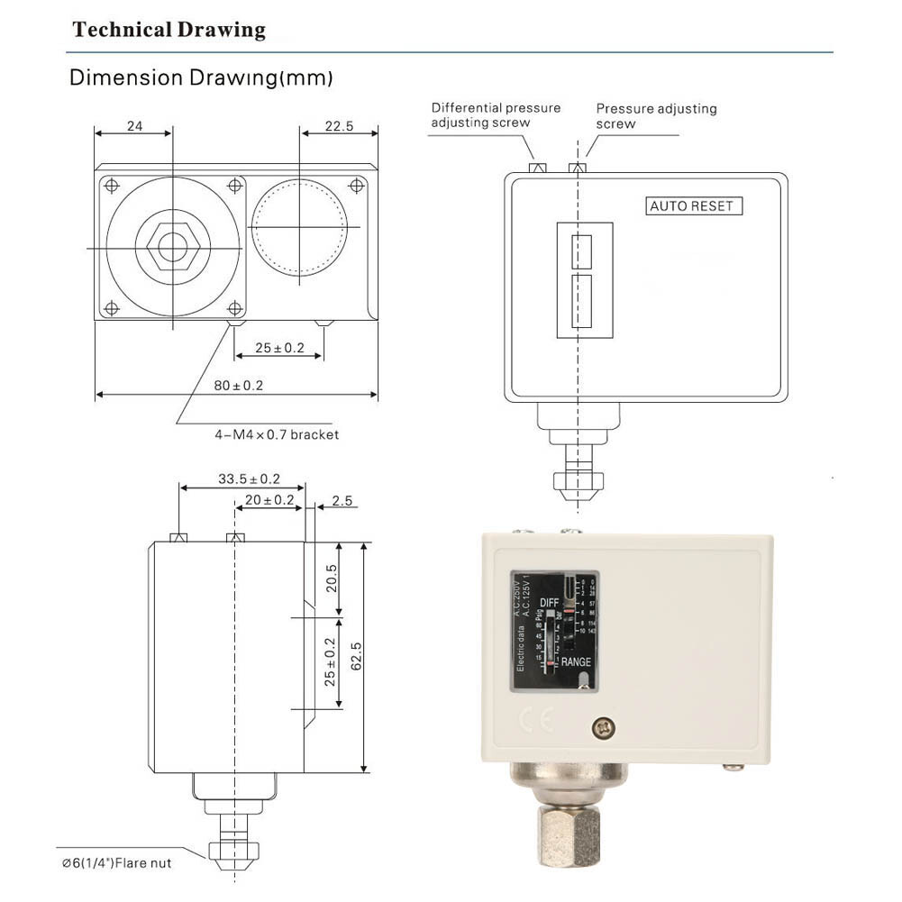 G1/4Female Pressure Control Switch Water Pump Pressure Controller