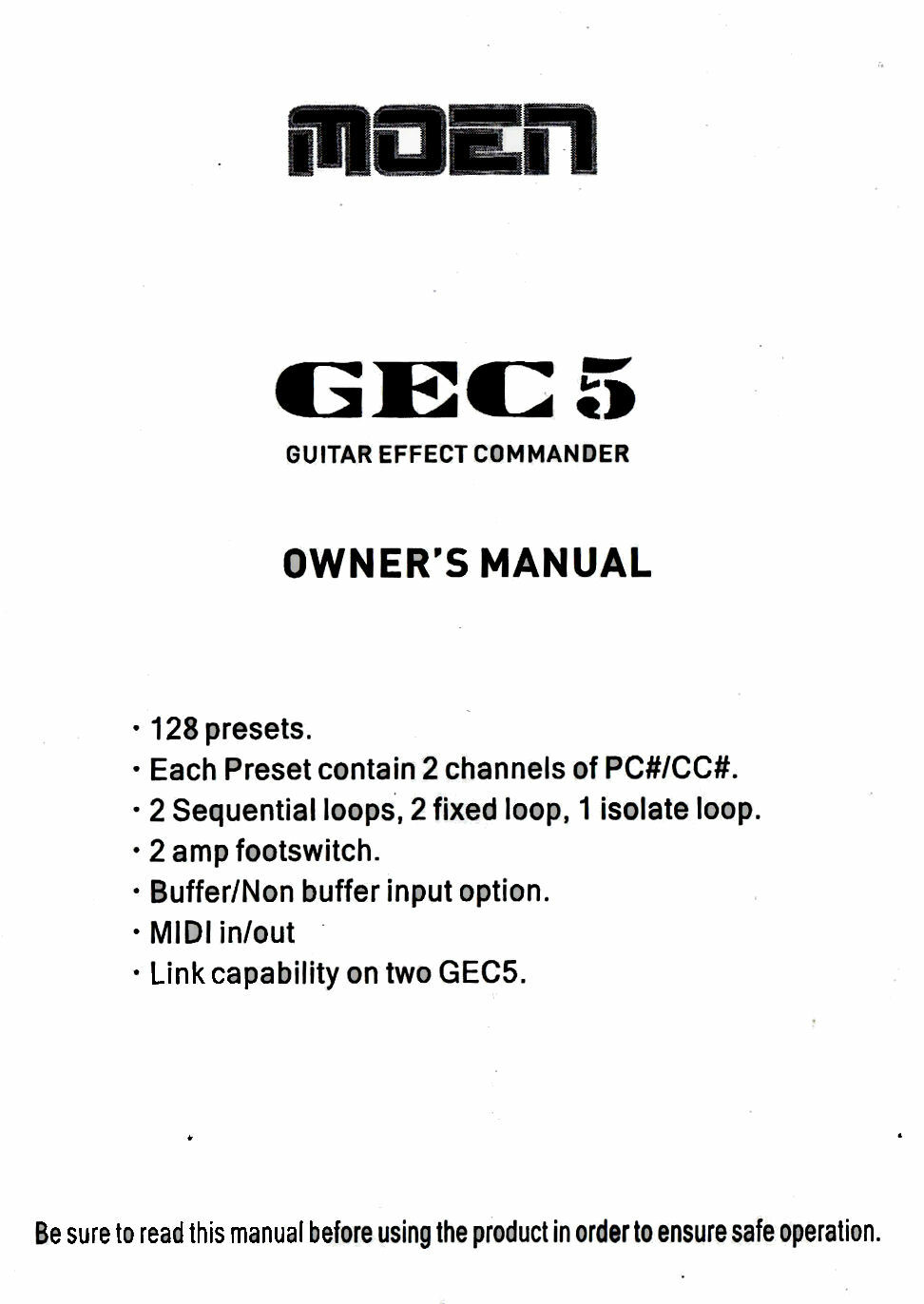 MOEN GEC-5 MIDI Guitar Pedal FX Switcher - 5 Loop Foot Controller Routing System