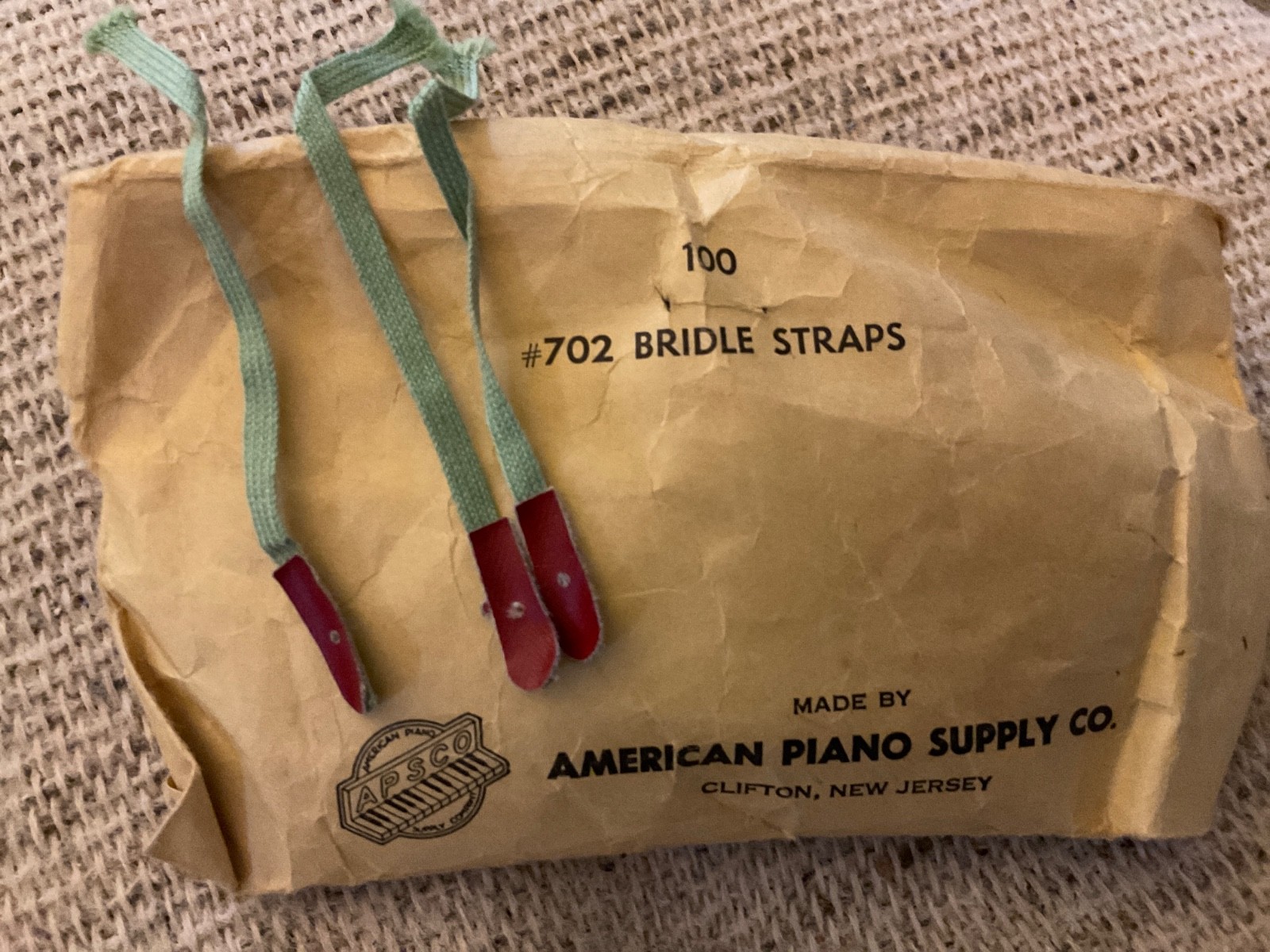 Piano Bridle Straps - Full Standard Set American piano Supply 100 New Old Stock