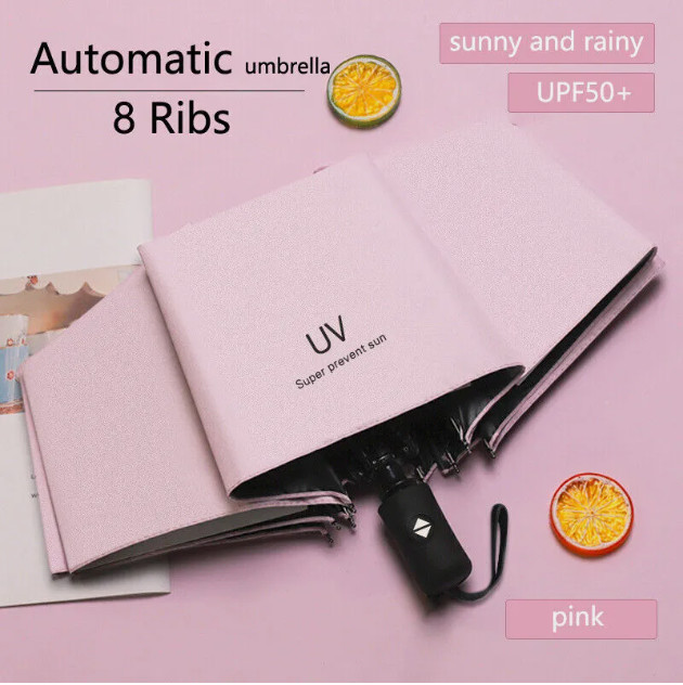 MenWomen Automatic Umbrella Anti-UV Sun/Rain Windproof 3Folding Compact Umbrella