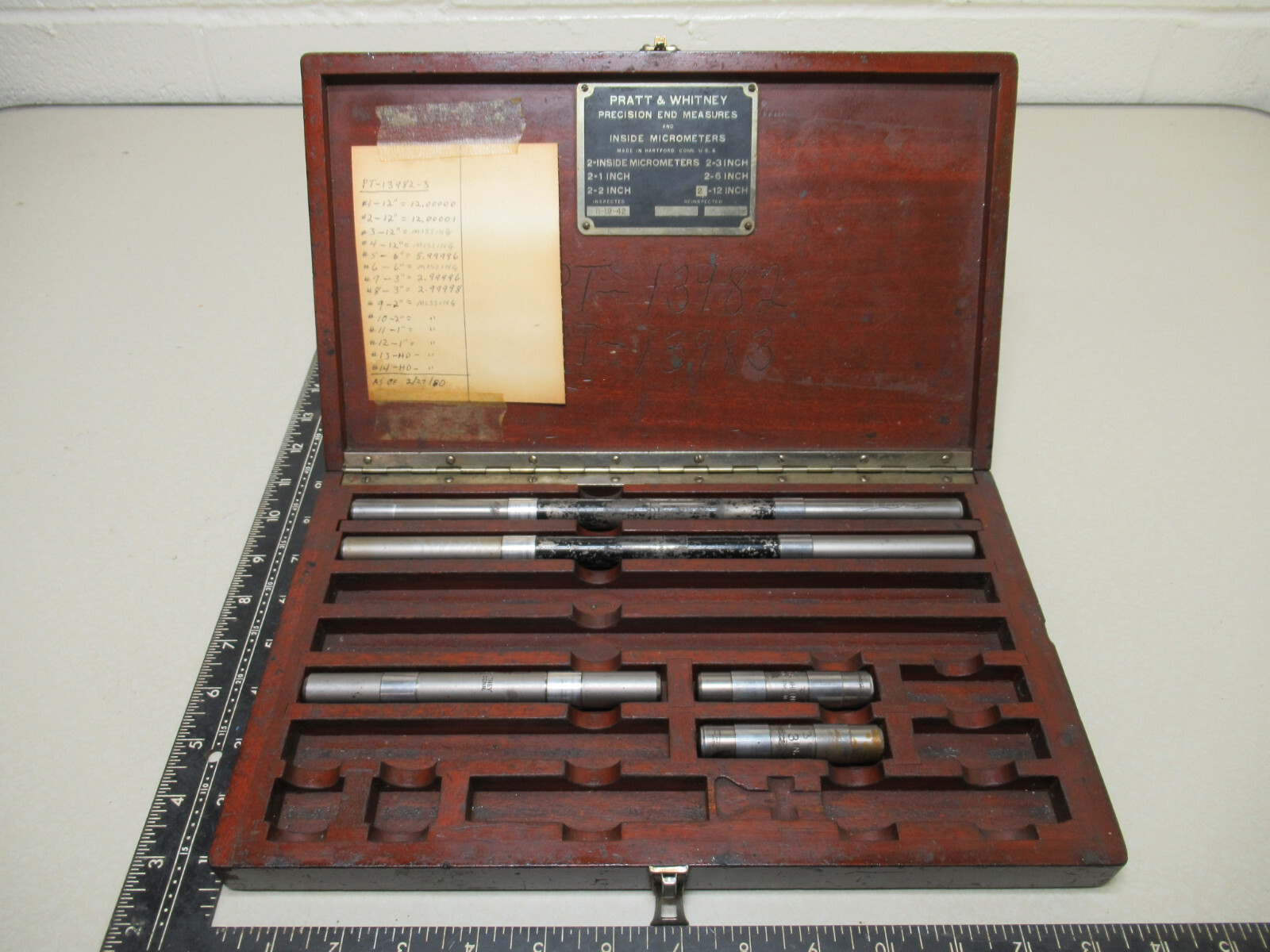 Pratt & Whitney Precision End Measures & Wooden Case 1942