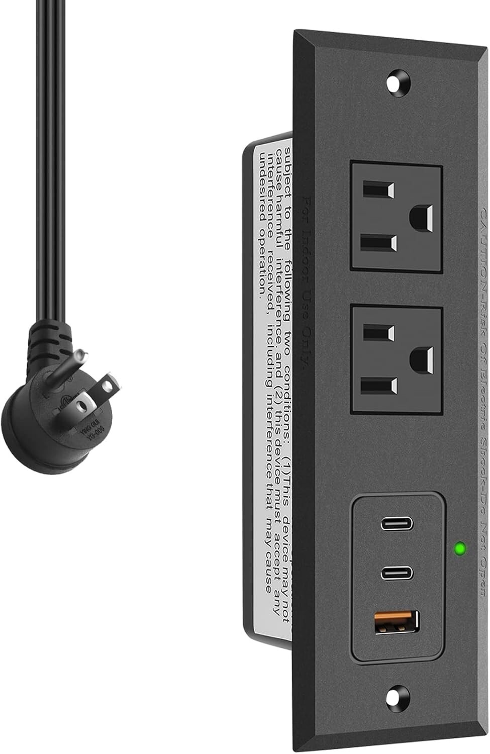 Recessed Power Strip with Two USB-C Ports Fast Charging USB A Port Desk Outlet