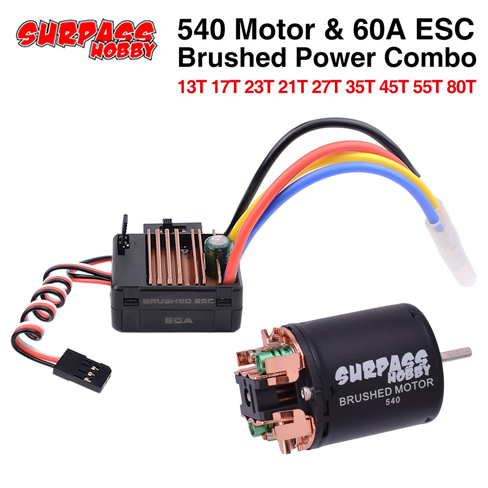 SURPASS HOBBY 540 Brushed Motor 13T- 80T 60A ESC for 1/10 RC  Racing Car Truck