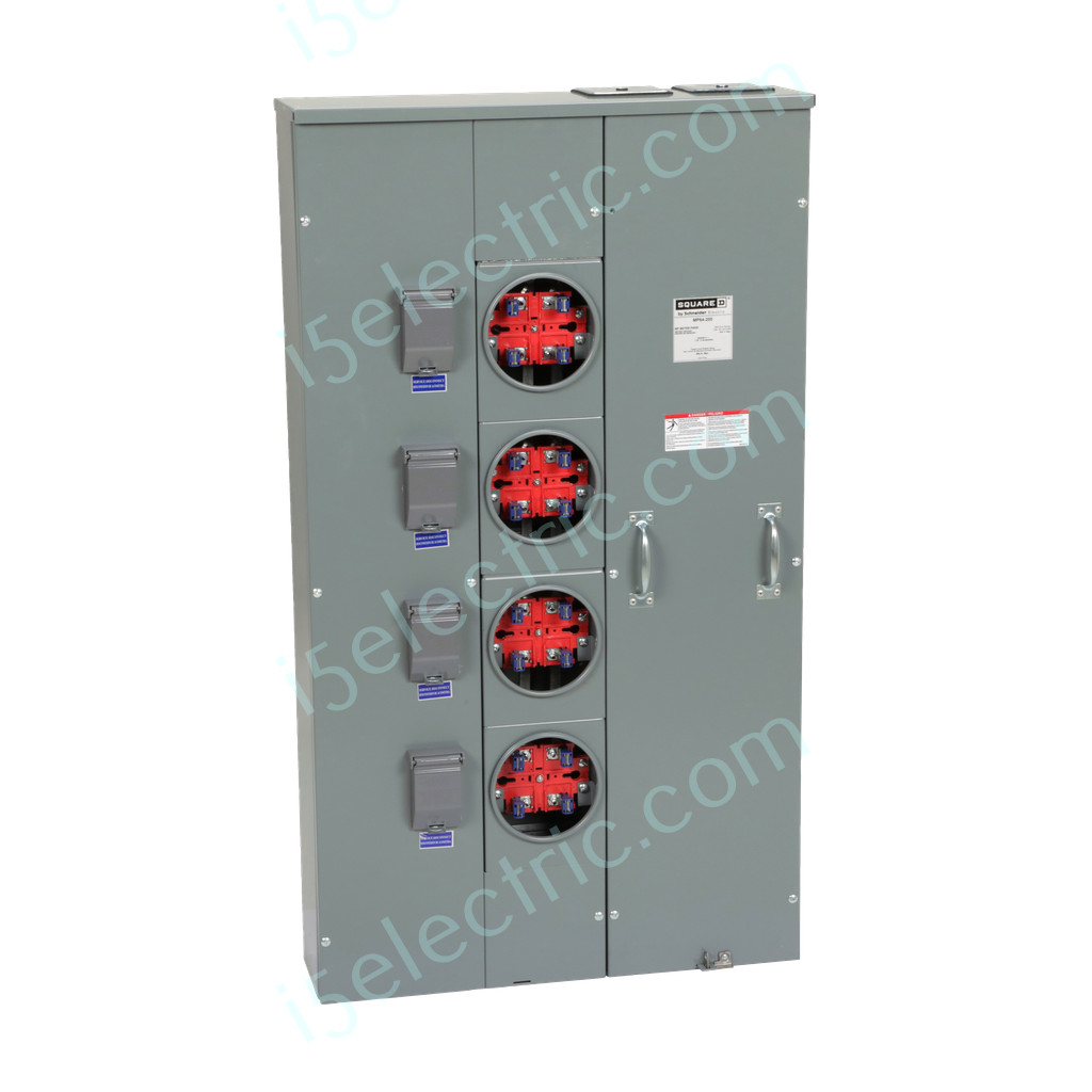 Square D EUSERC MP64200 600 Amp w/4 Gang 200A Meter 1PH 3W like WEP6412