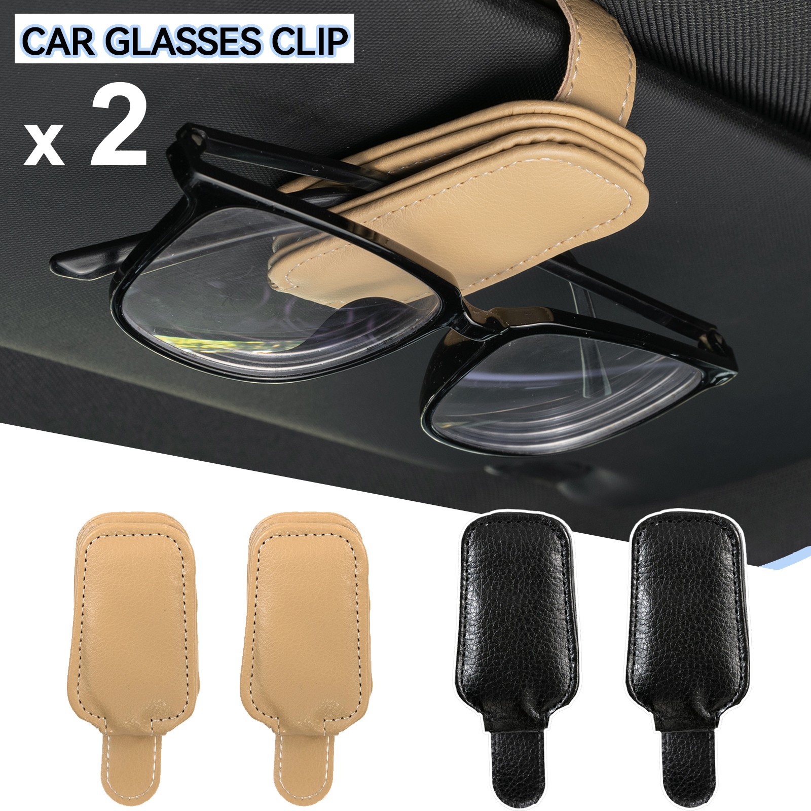 2 X Universal Magnetic Sunglasses Holder Car Sun Visor Eyeglass Storage Clip Box