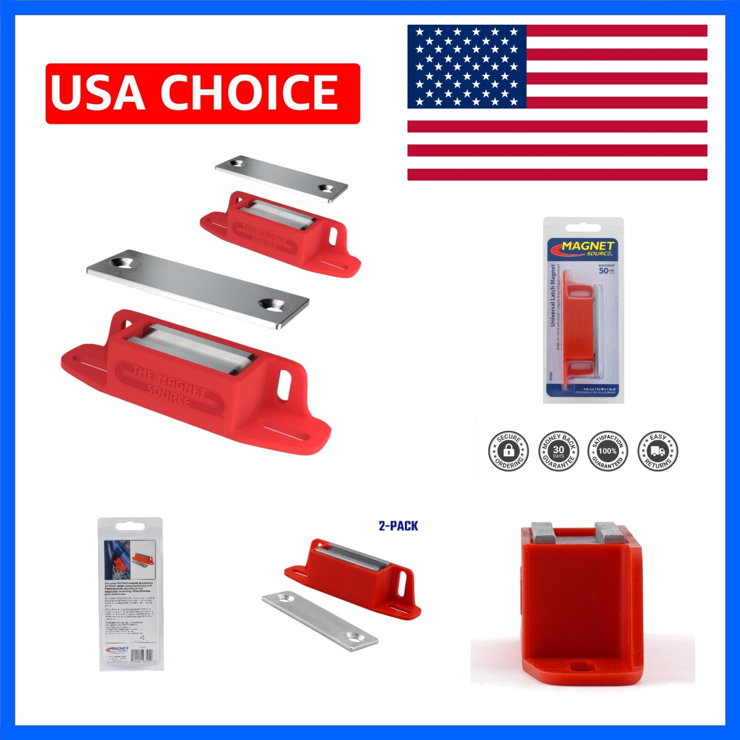 Ceramic Universal Magnet Latch with Strike-Plate - Strong Heavy-Duty Magnets ...
