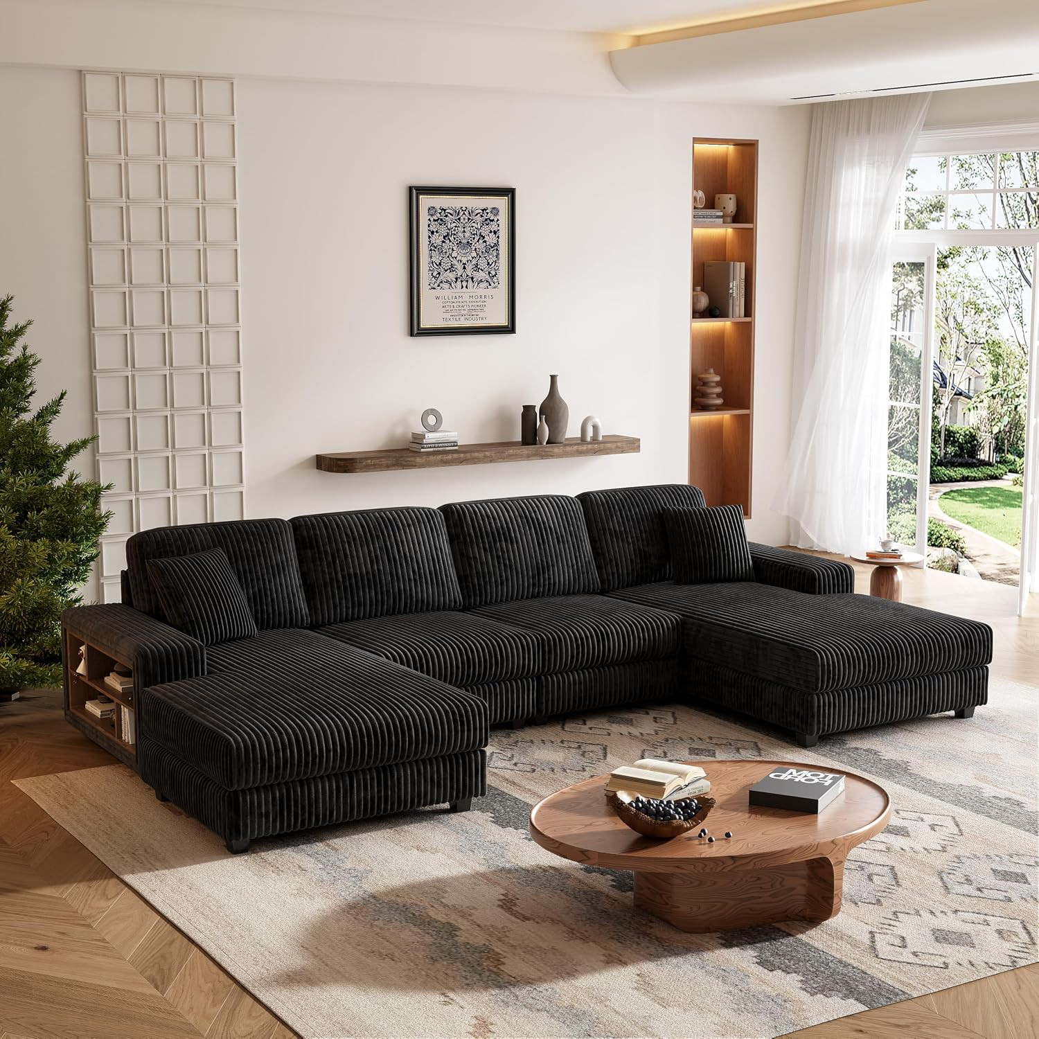 137" U-Shaped Modular Sectional Sofa Convertible Symmetrical Sofa Couch with Rem