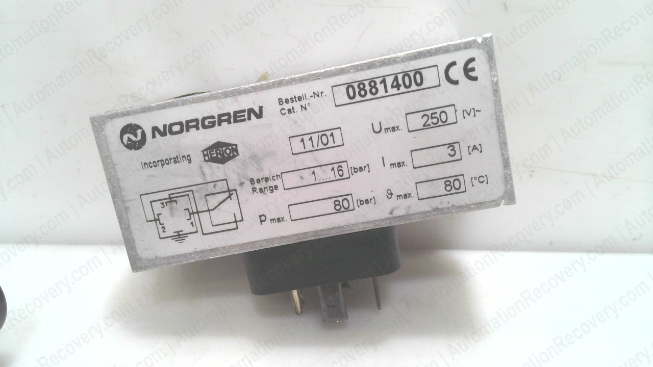 NORGREN 0881400, PNEUMATIC PRESSURE SWITCH #355039