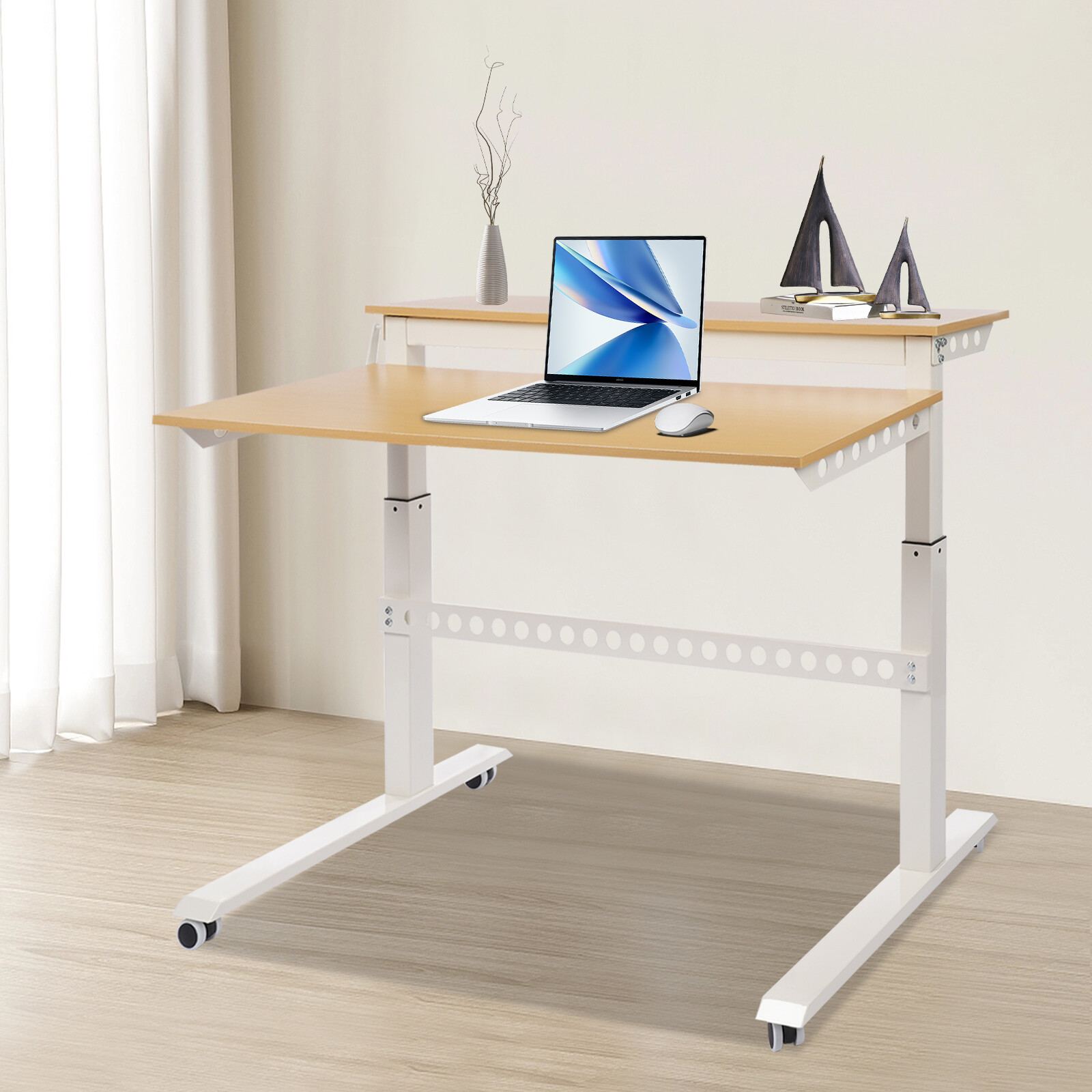 Home Office Height Adjustable Standing Desk Computer Desk w/ Wheels 47"x 28.5"