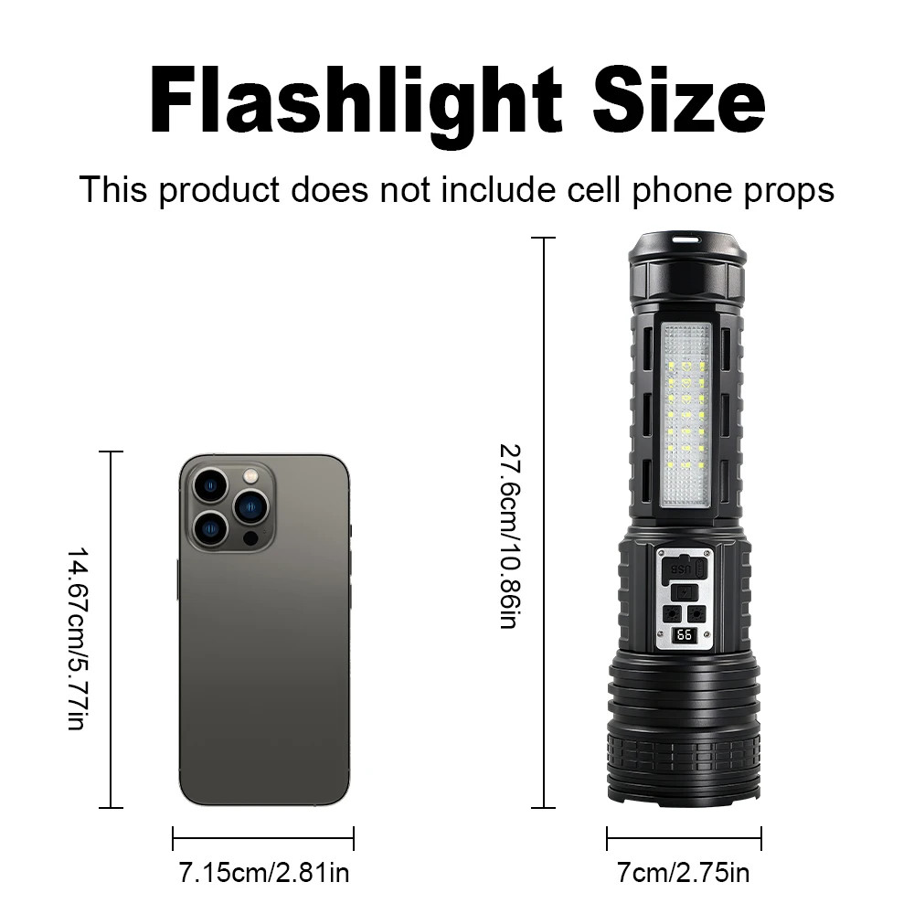 High Power Flashlight Super Big Rechargeable LED Searchlight Long Range Torch US