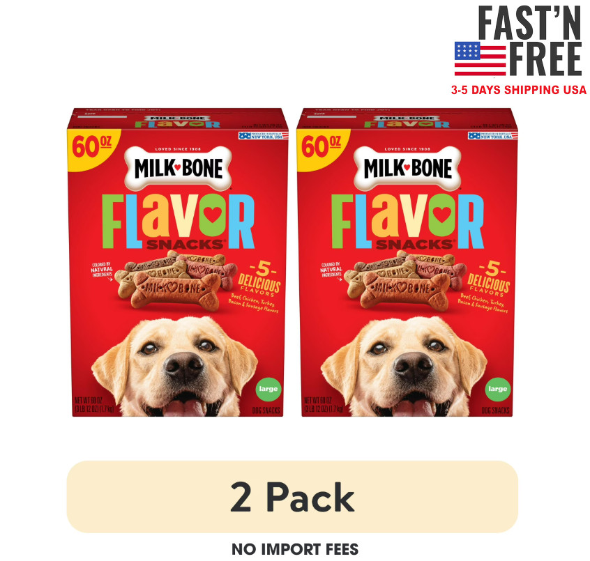 (2 pack) Milk Bone Flavor Snacks Large Dog Biscuits, Flavored Crunchy 60 oz