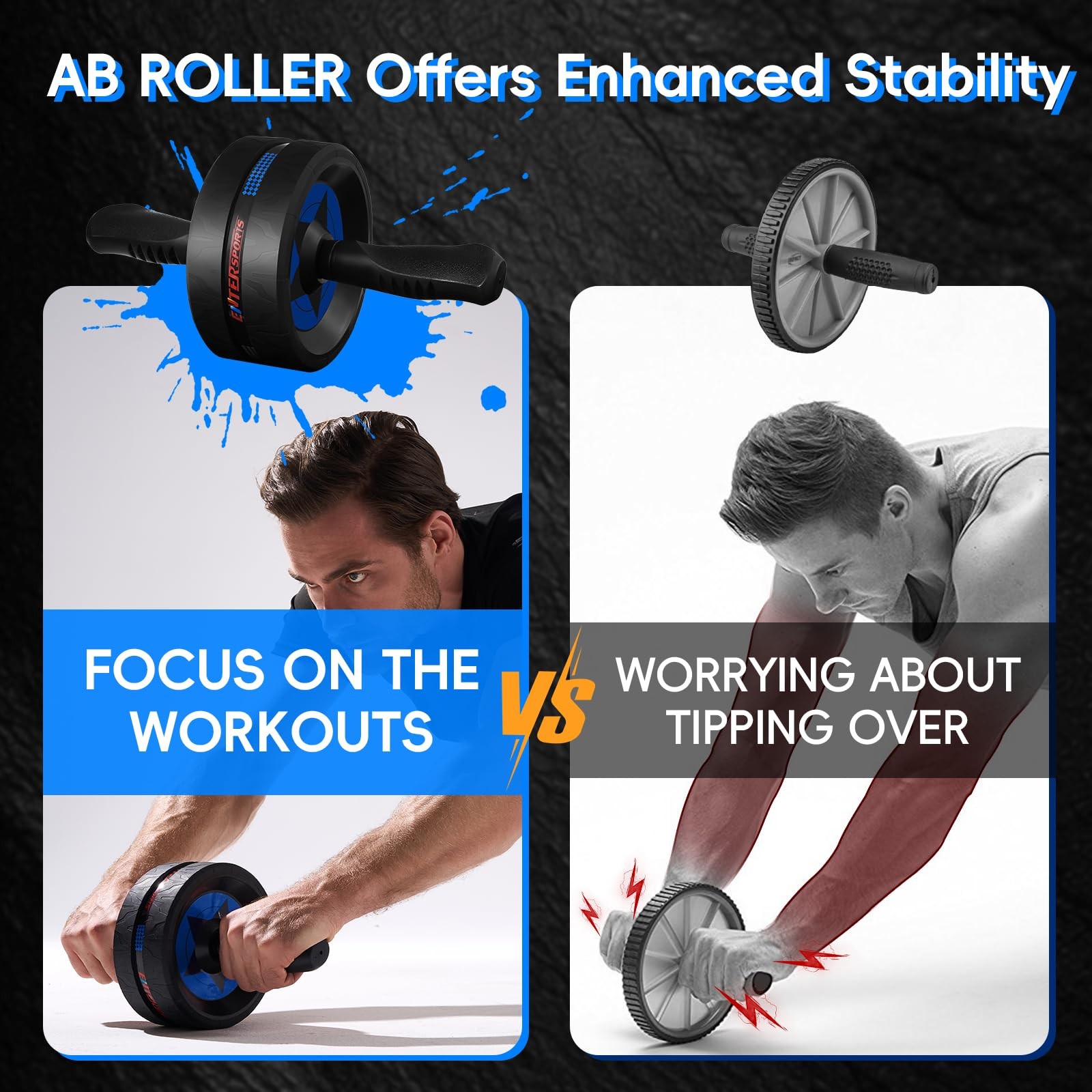 Ab Roller Wheel for Abs Workout - Abdominal Exercise Equipment with 2 Knee Pads
