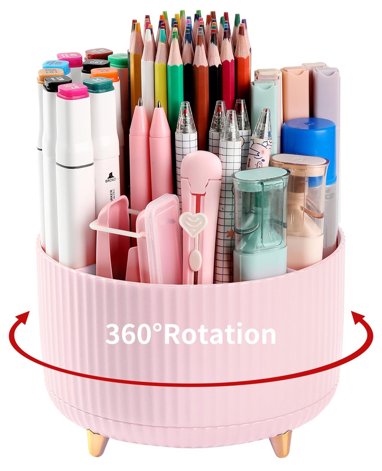 Desk Pencil Pen Holder, 5 Slots 360°Degree Rotating Organizers for Desk, Desk...