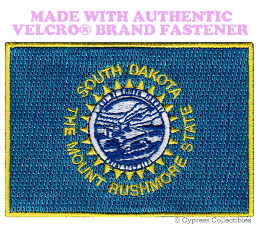 SOUTH DAKOTA STATE FLAG PATCH new EMBROIDERED APPLIQUE w/ VELCRO® Brand Fastener