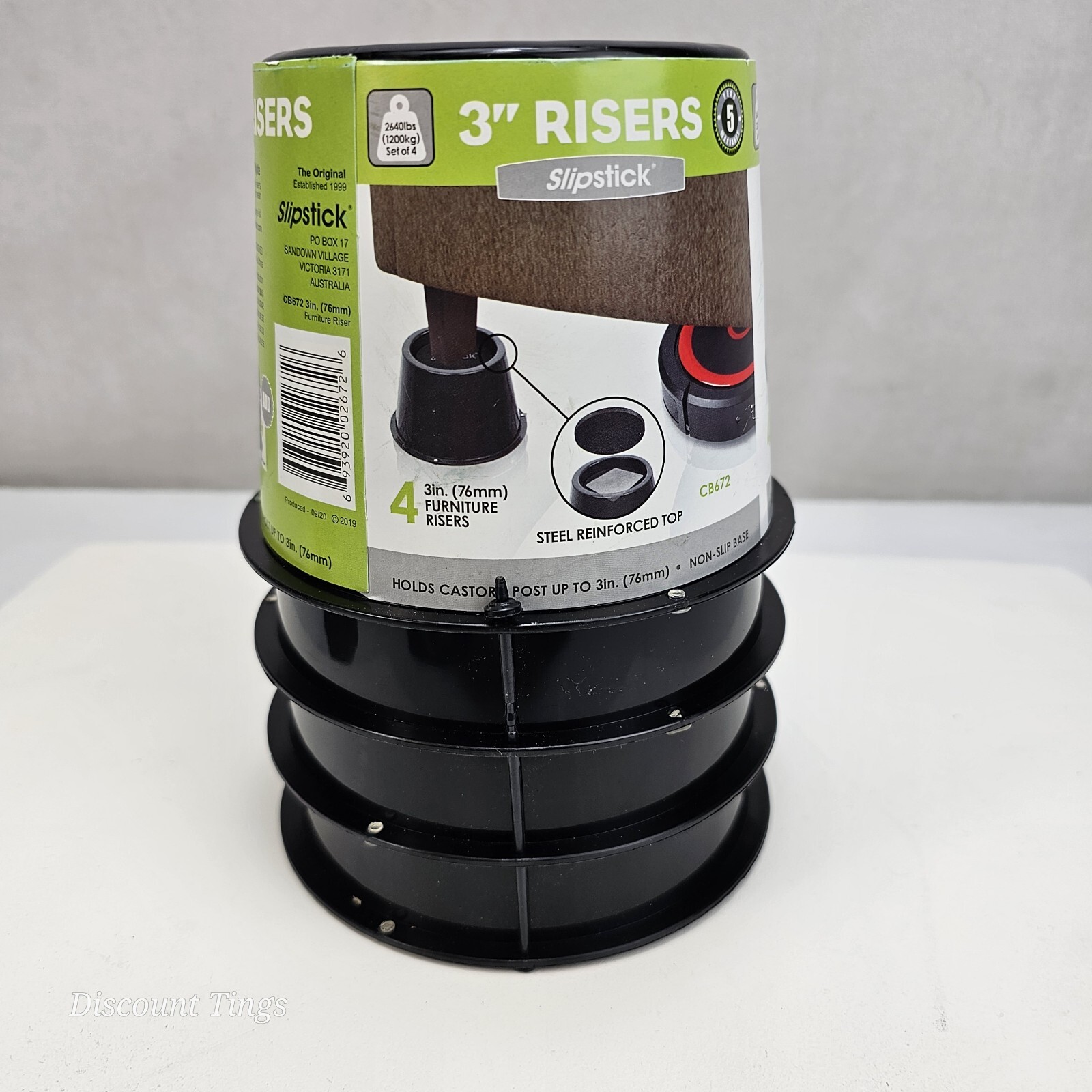 Slipstick CB672 Premium 3 Inch Bed Risers/Furniture Raisers with Steel Reinforce