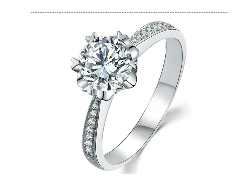 Pave 1 Ct CZ Silver Flower Engagement Wedding Ring RS60