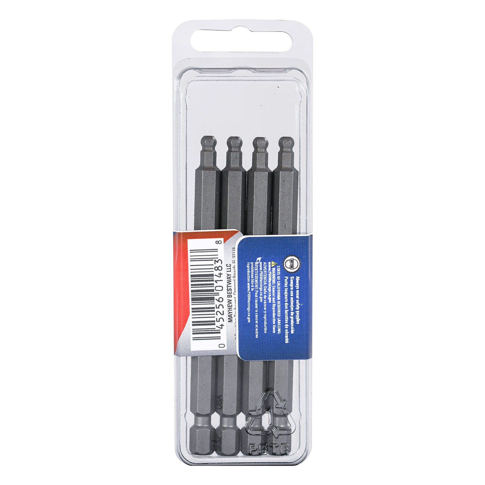 5/32" x 3.5" SAE Hex Power Bit, 4 Pack