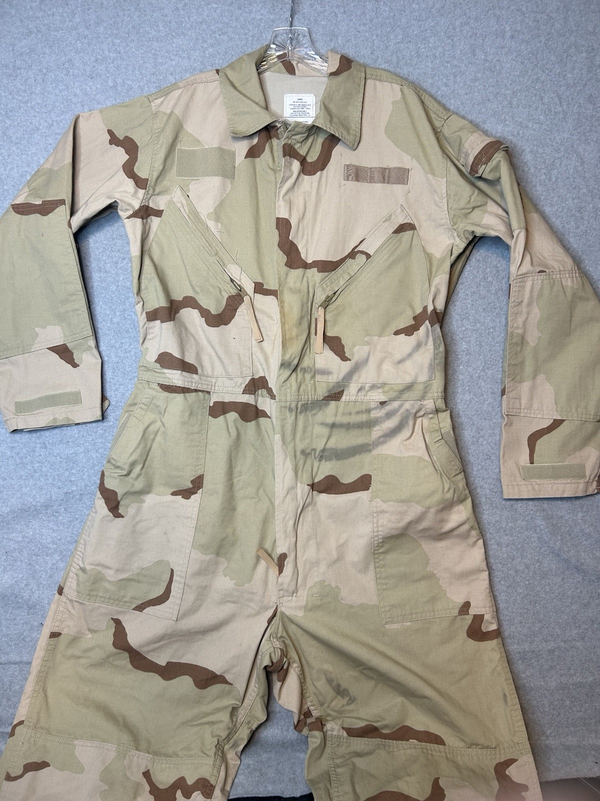 US Army Desert Camo Mechanics Cold Weather Coveralls Type II Sz L Cotton Blend