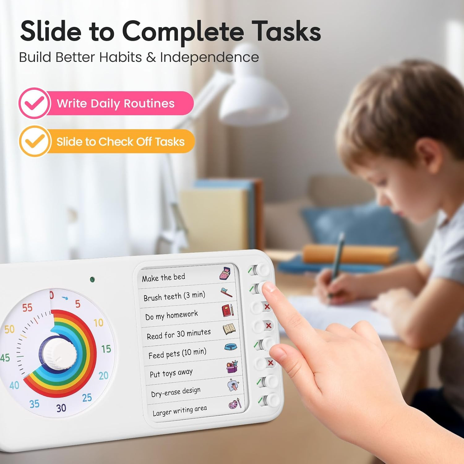 2-In-1 Visual Timer ADHD with Task Board, To-Do List, Checklist | Dry Erase Chor